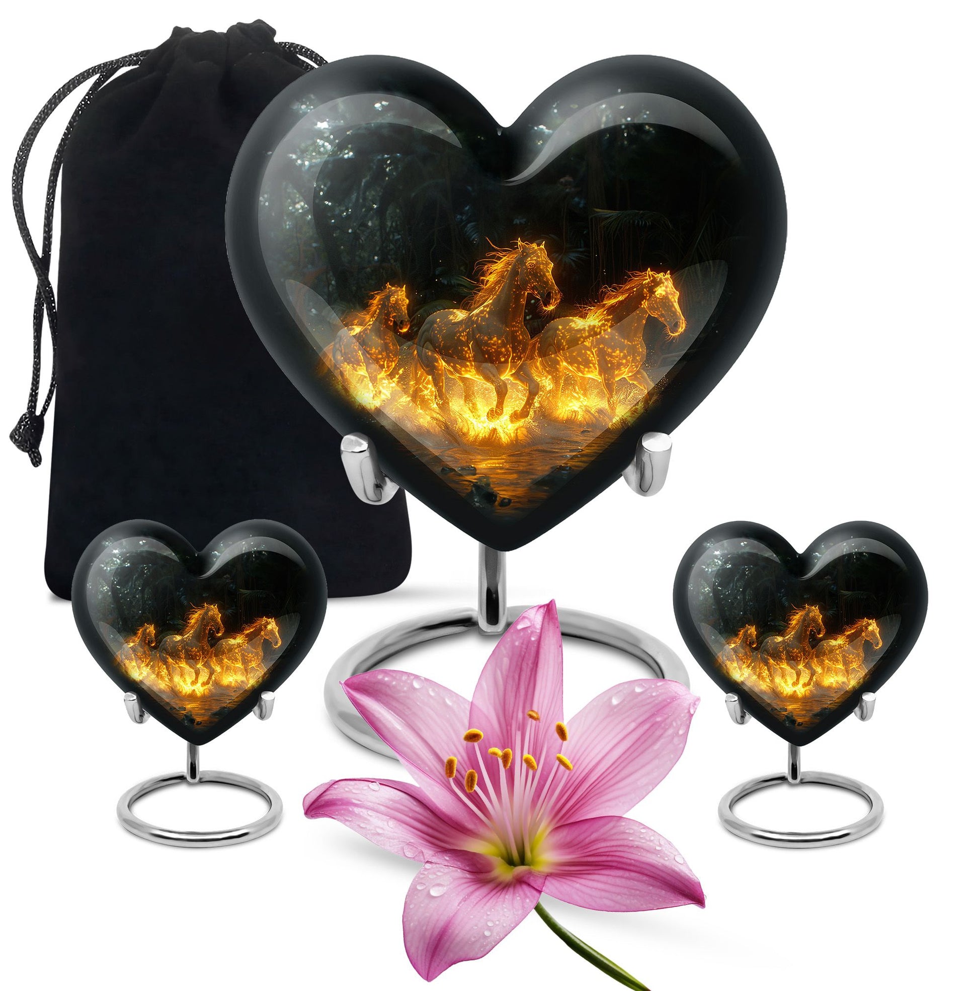 Fiery River Steeds Horse Cremation Urn For Human Ashes - Funeral Urns