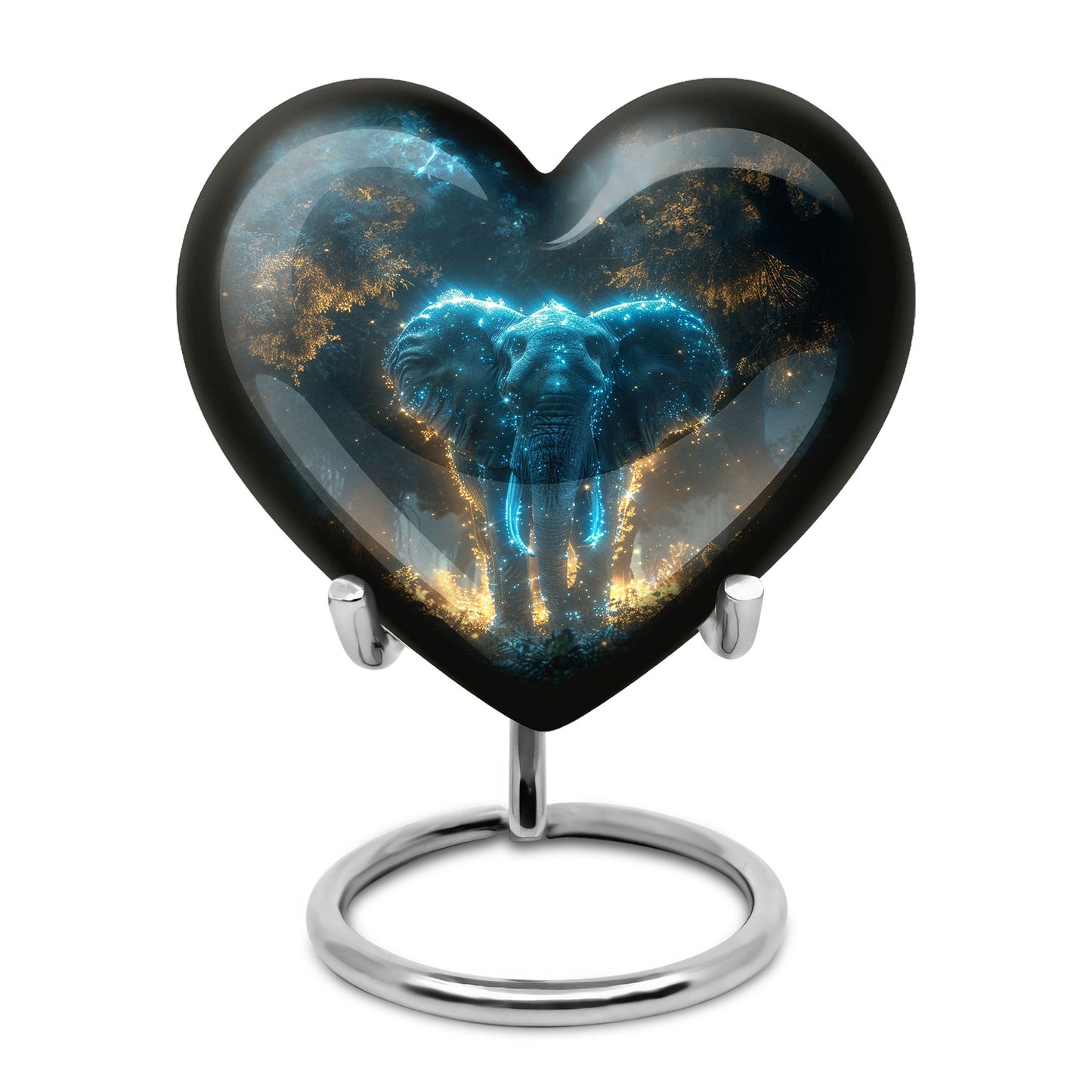 Blue Personalized Elephant Cremation Urn for Adults - 10-inch, 200 cu in - Yatskia