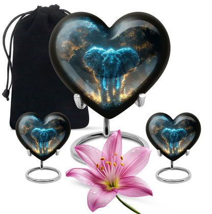 Blue Personalized Elephant Cremation Urn for Adults - 10-inch, 200 cu in - Yatskia