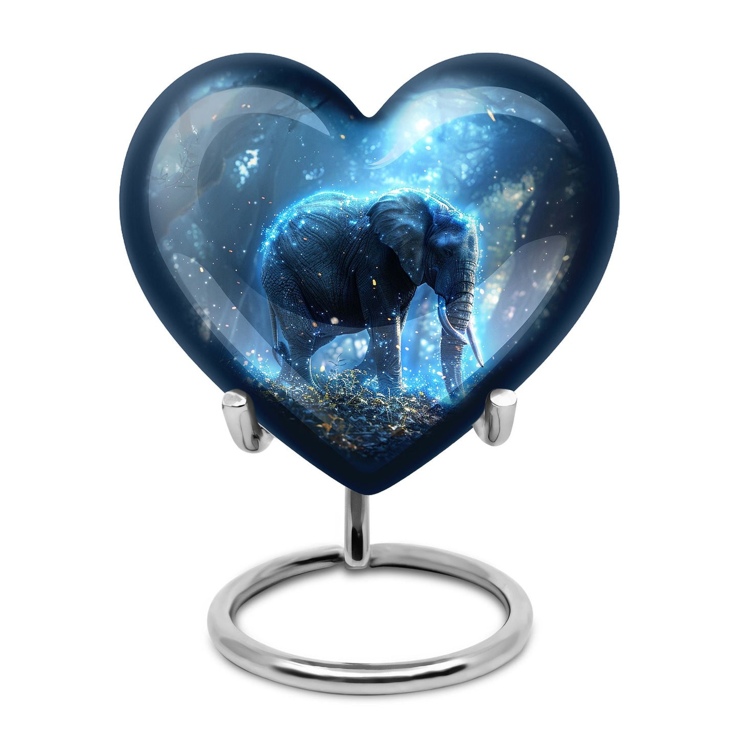 Blue Personalized Elephant Cremation Urn for Men & Women - 10-inch, 200 cu in - Yatskia