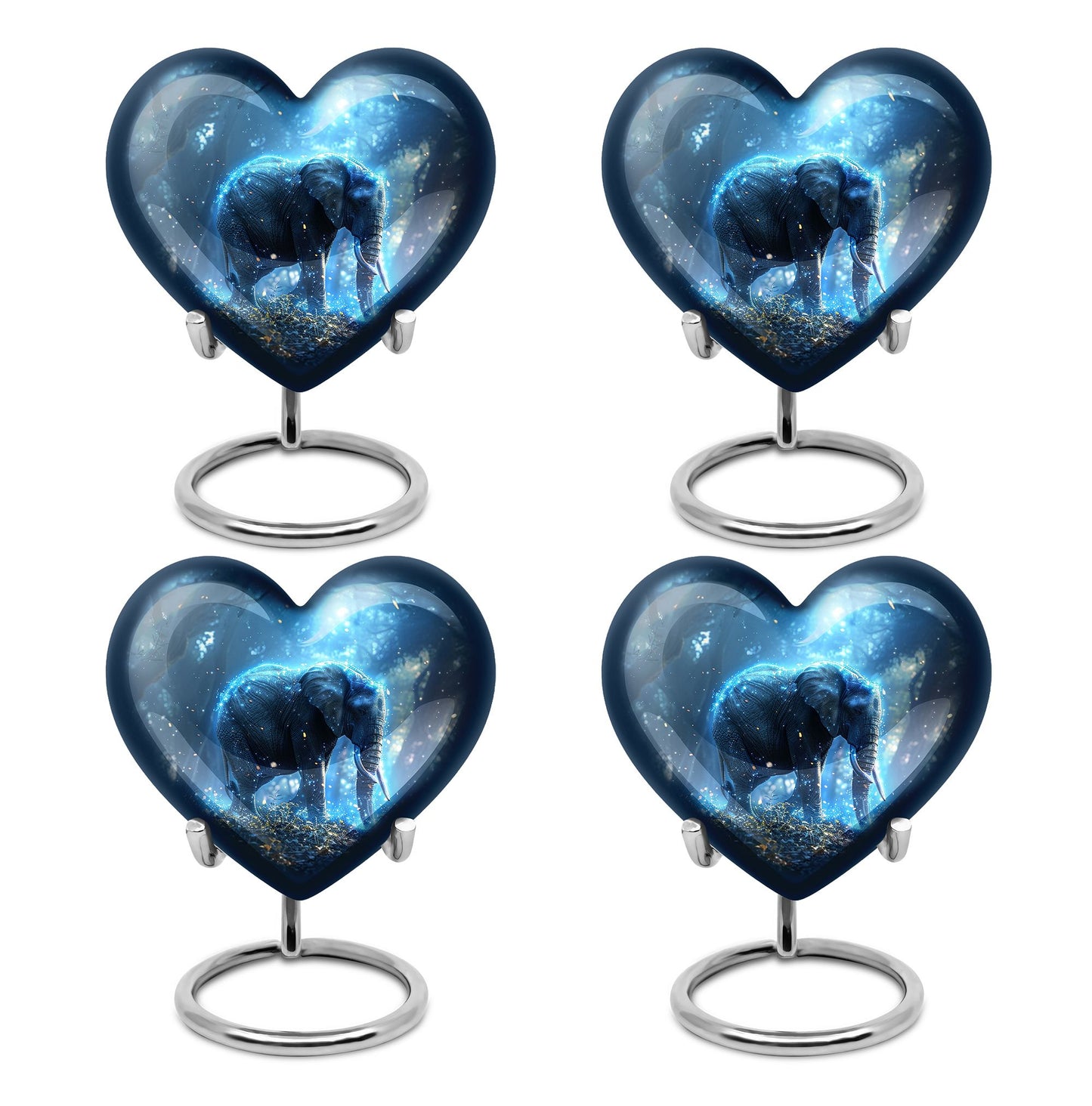 Blue Personalized Elephant Cremation Urn for Men & Women - 10-inch, 200 cu in - Yatskia