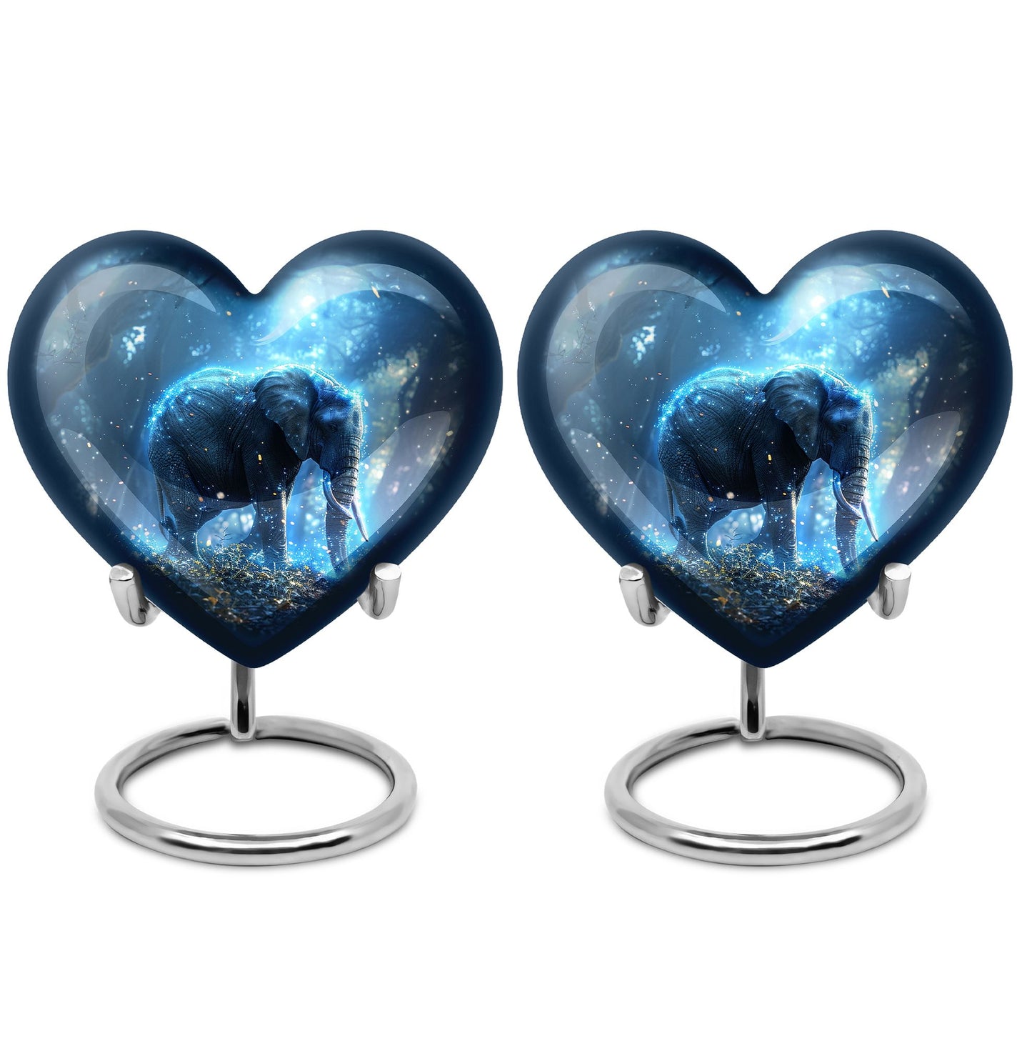 Blue Personalized Elephant Cremation Urn for Men & Women - 10-inch, 200 cu in - Yatskia