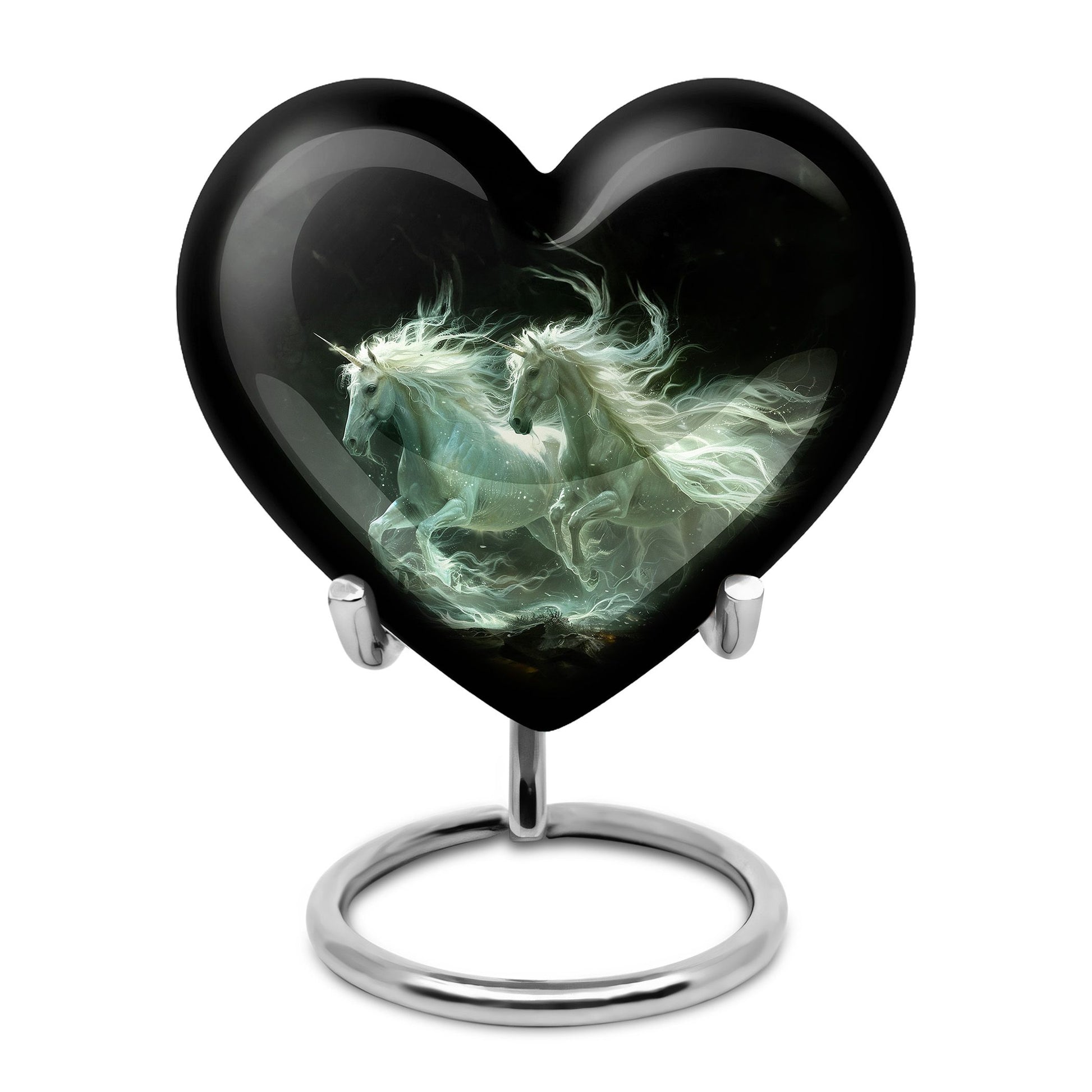 White Unicorn Black Urn - Cremation Urns For Adult Ashes Women
