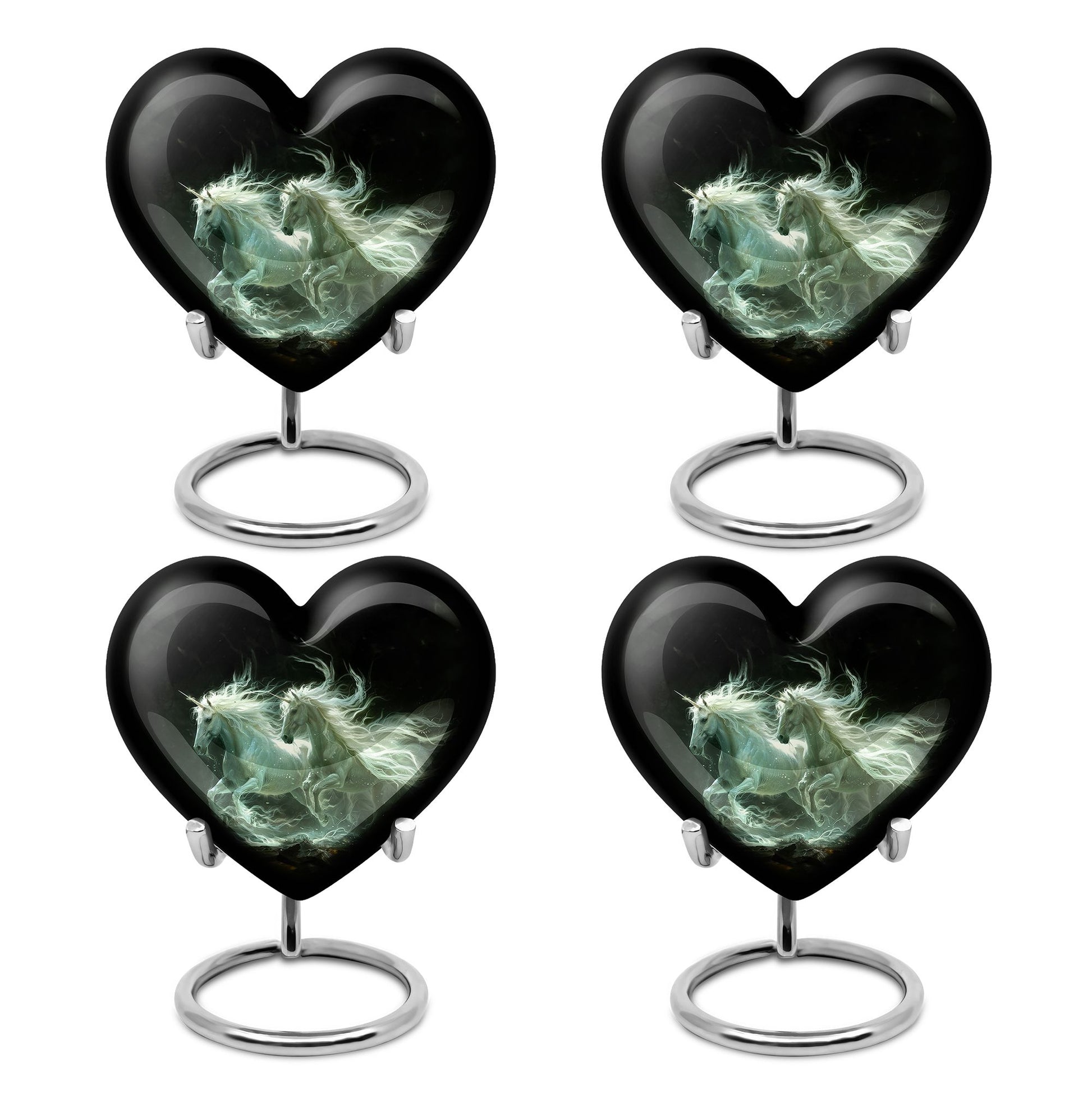 White Unicorn Black Urn - Cremation Urns For Adult Ashes Women