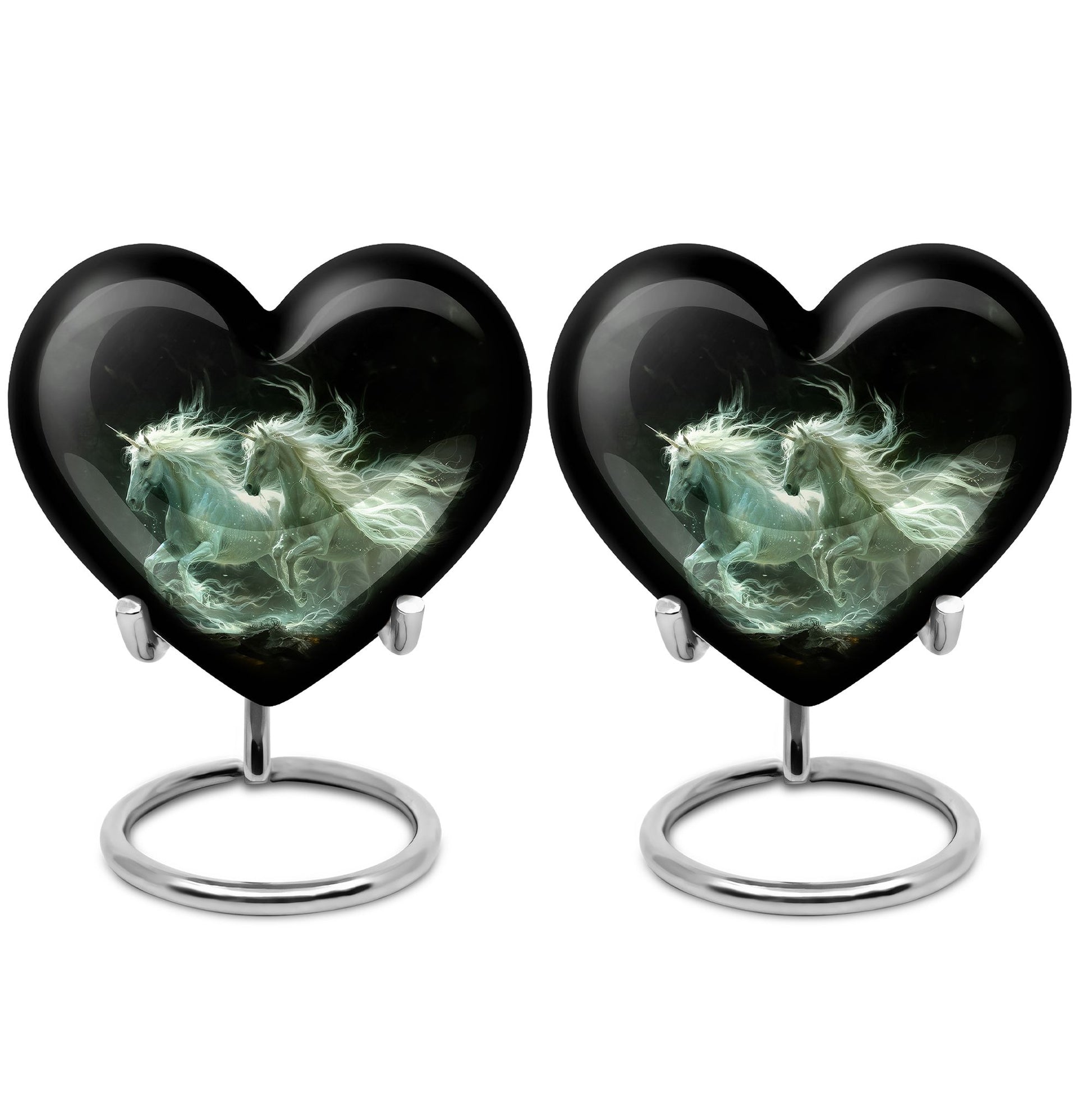 White Unicorn Black Urn - Cremation Urns For Adult Ashes Women