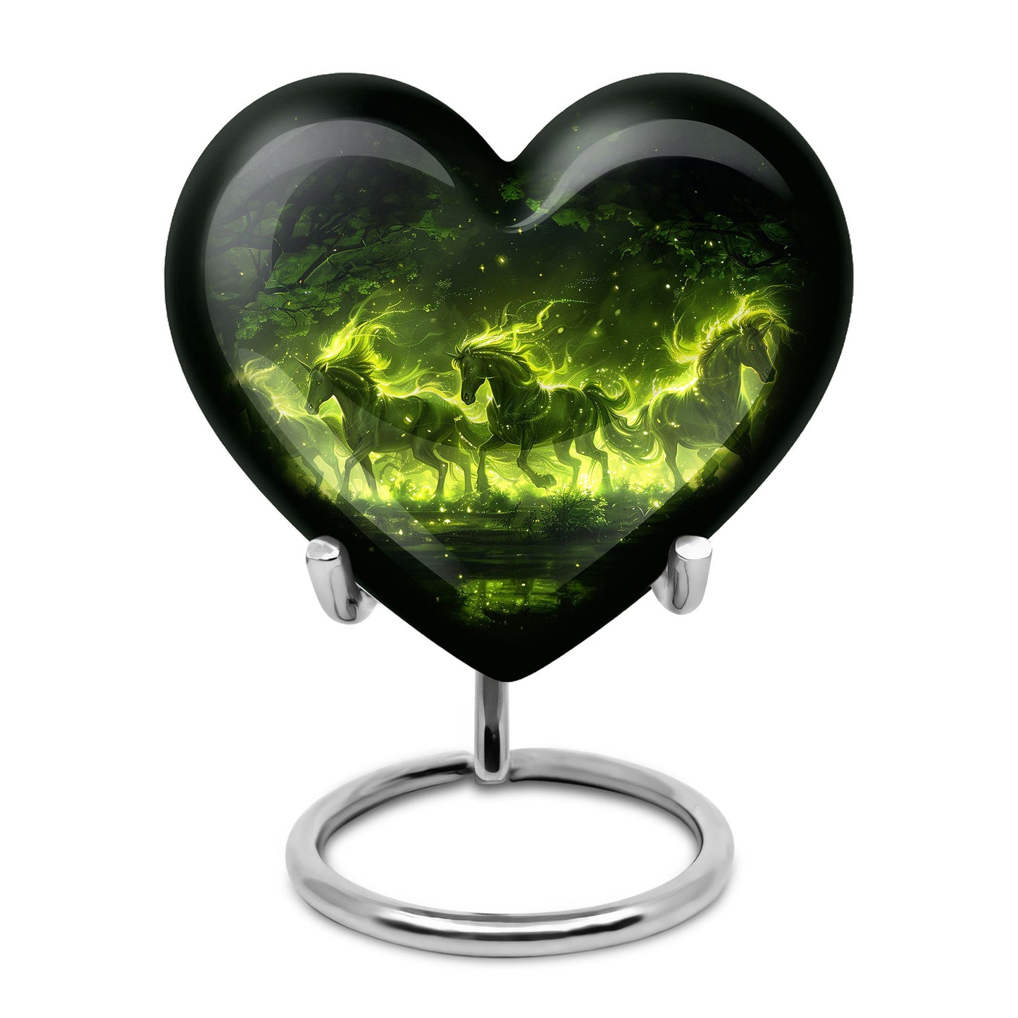 Green Personalized Unicorn Cremation Urn for Women - 10-inch, 200 cu in - Yatskia