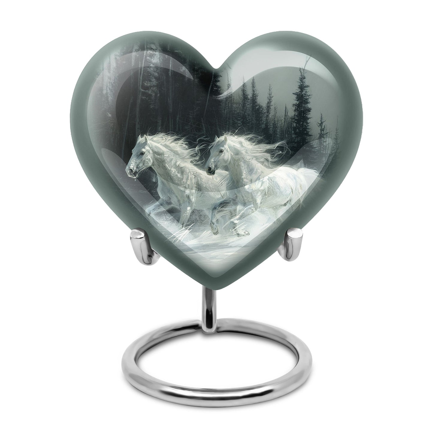 White Personalized Horse Cremation Urn for Human Ashes - 10-inch, 200 cu in - Yatskia