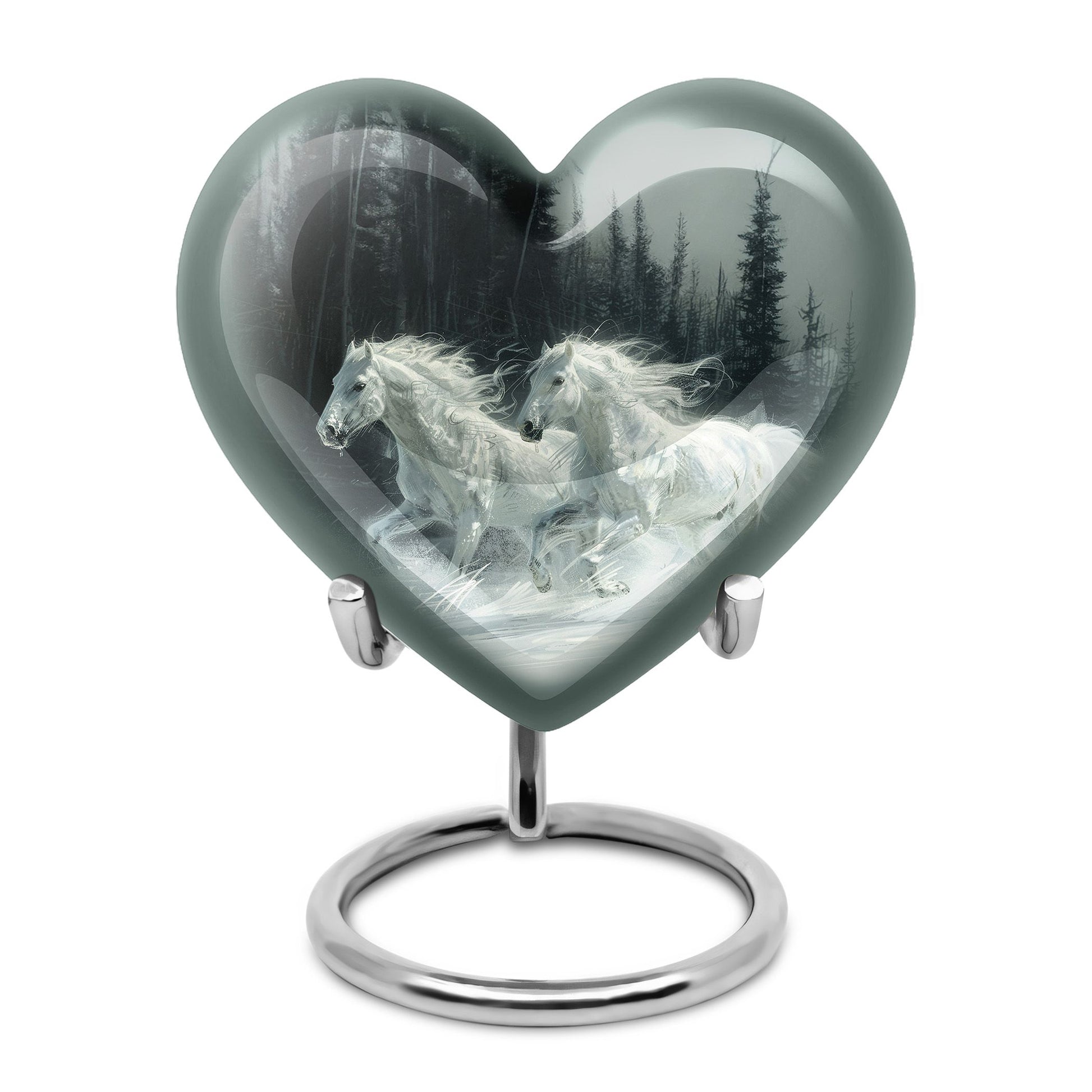 White Horse & Snow Urn - Urns For Human Ashes Adult Large