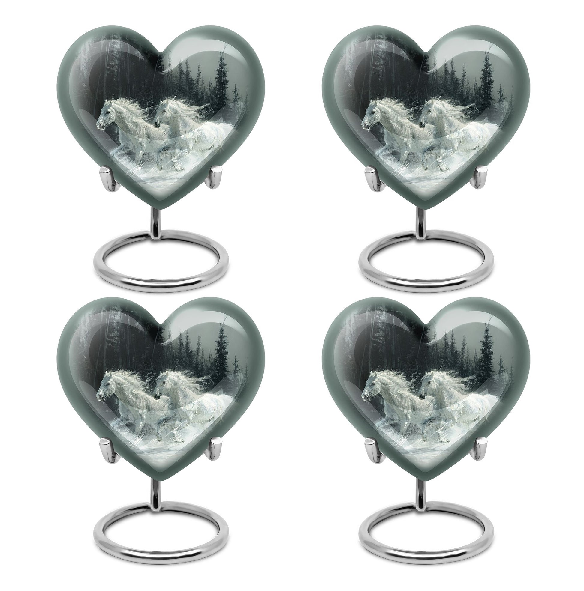 White Horse & Snow Urn - Urns For Human Ashes Adult Large