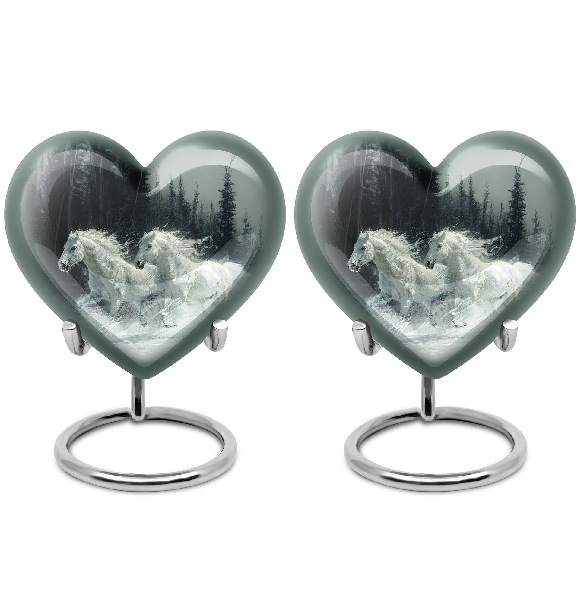 White Horse & Snow Urn - Urns For Human Ashes Adult Large