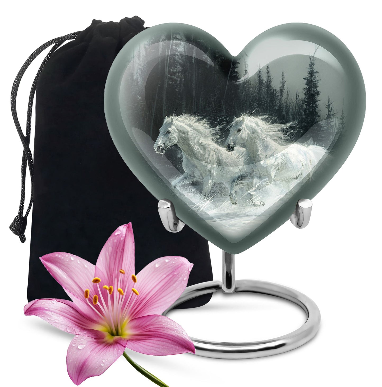 White Personalized Horse Cremation Urn for Human Ashes - 10-inch, 200 cu in - Yatskia