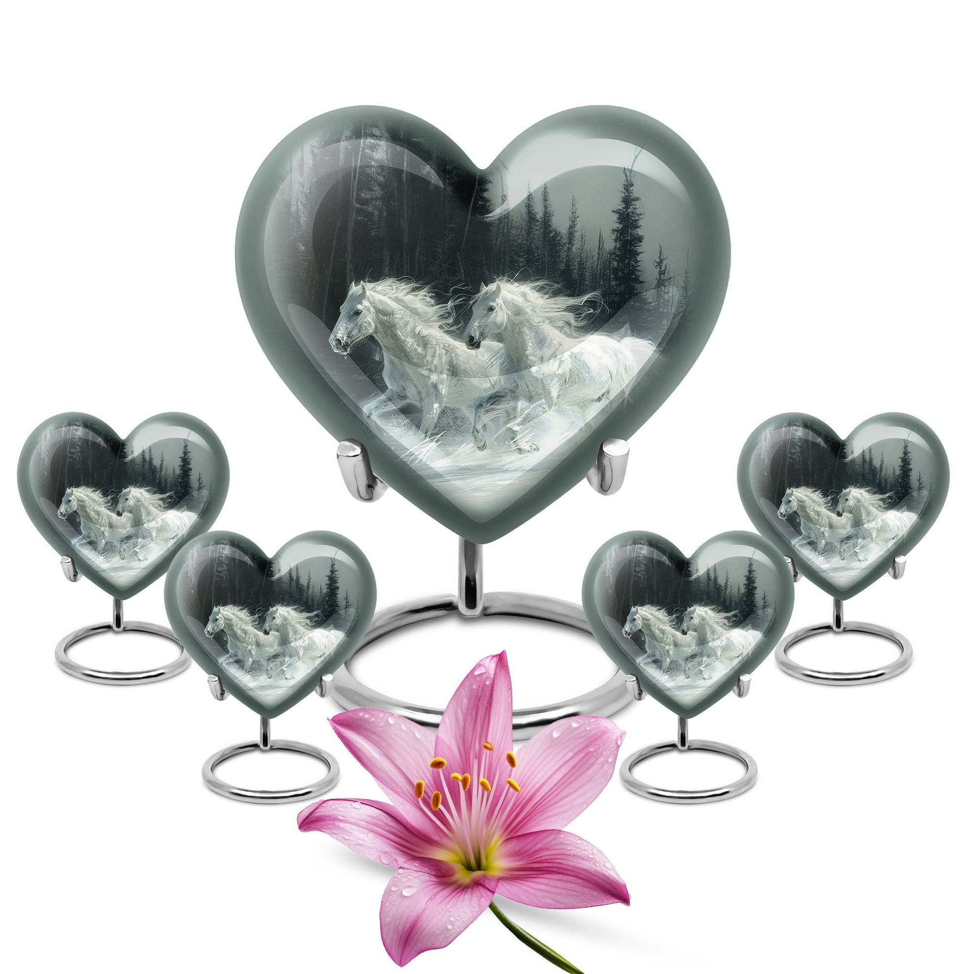 White Horse & Snow Urn - Urns For Human Ashes Adult Large