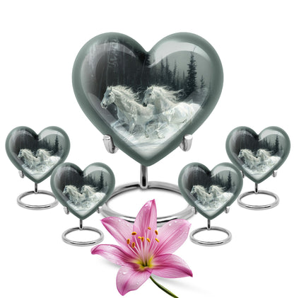 White Personalized Horse Cremation Urn for Human Ashes - 10-inch, 200 cu in - Yatskia
