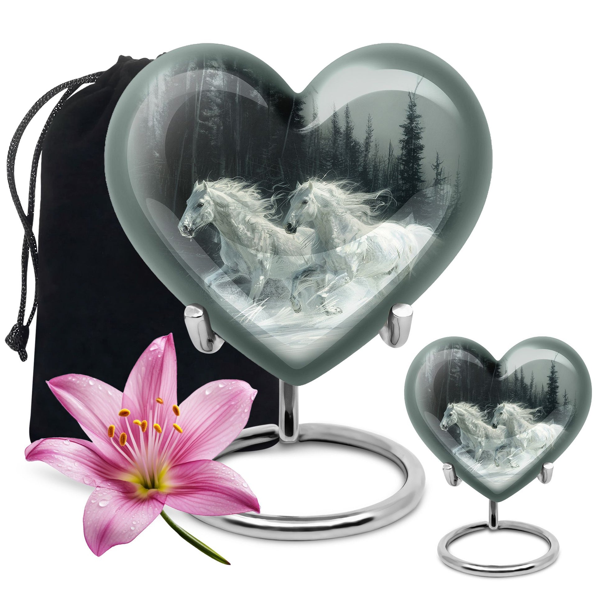 White Horse & Snow Urn - Urns For Human Ashes Adult Large