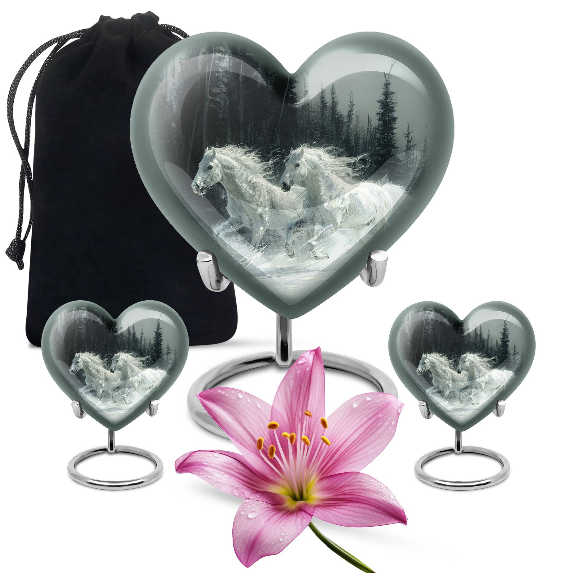 White Horse & Snow Urn - Urns For Human Ashes Adult Large