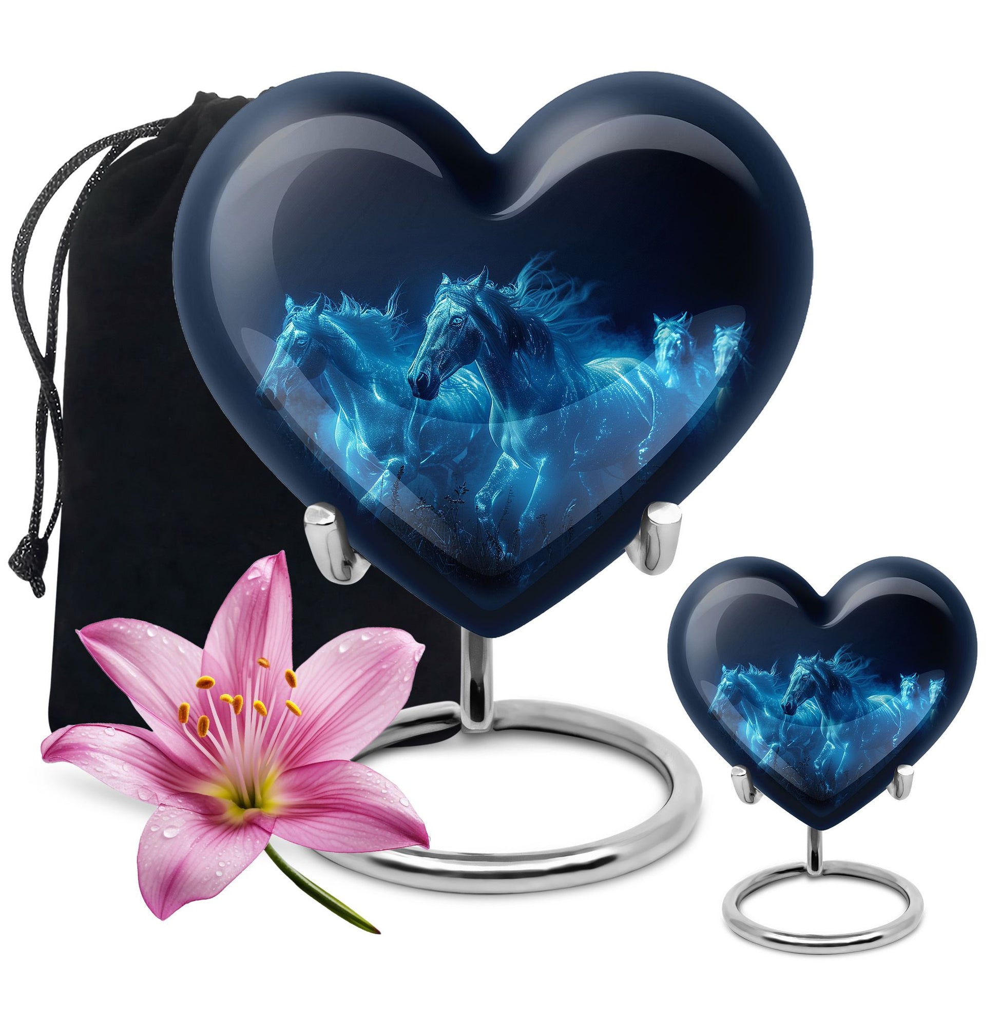 Horse Urn with Glowing Spirit Horses - Adult Large Urns