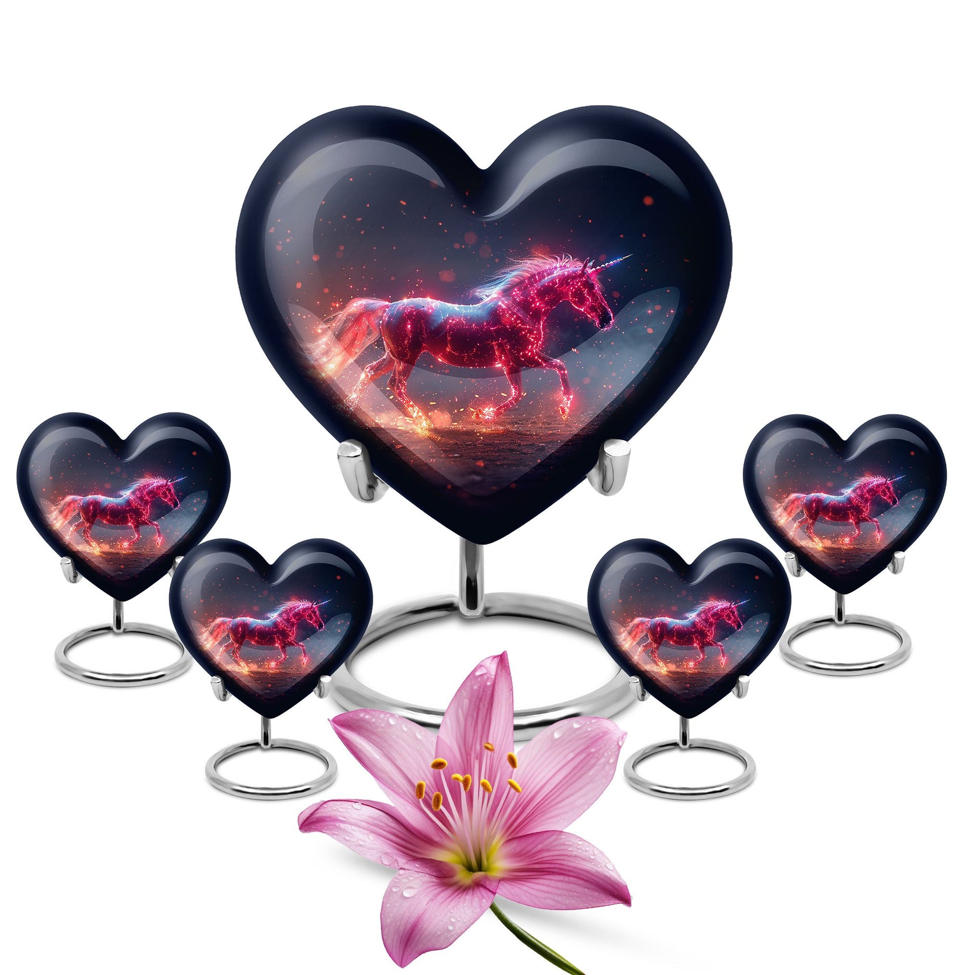 Sparkling Unicorn Cremation Urns Large & Small Combo For Women & Men