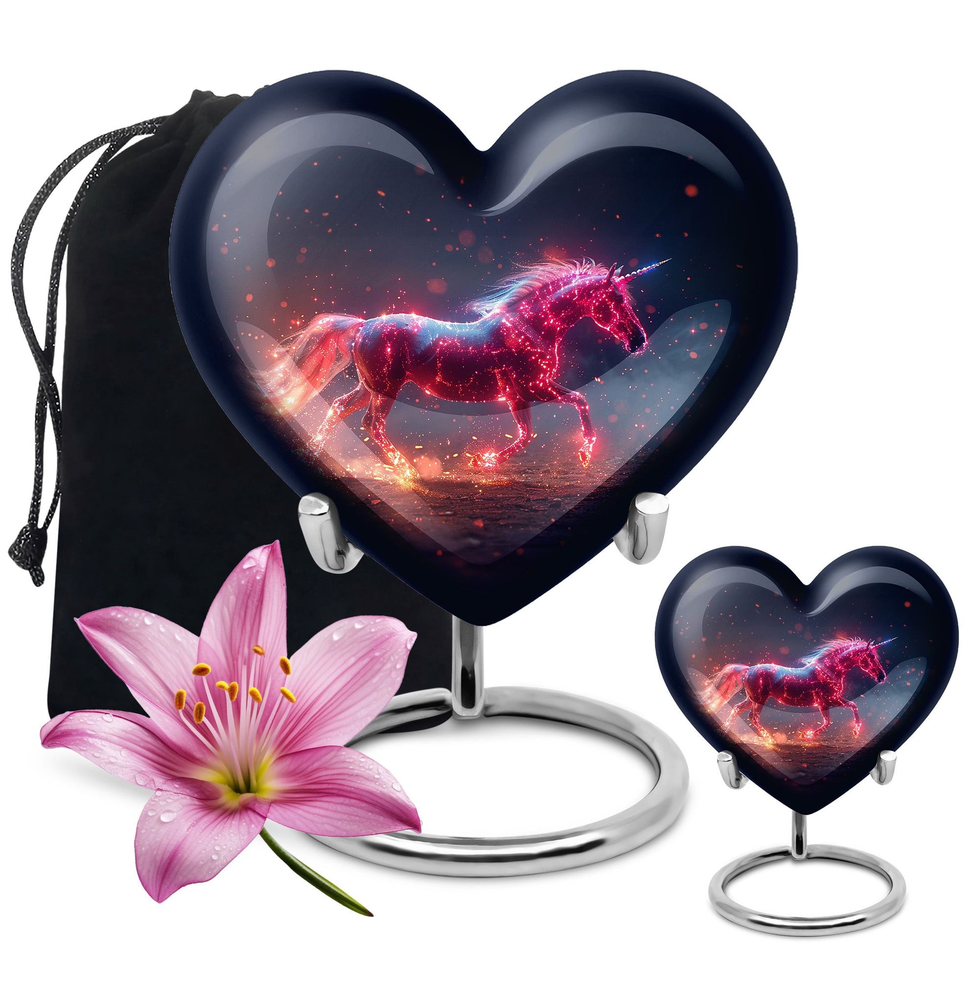 Sparkling Unicorn Cremation Urns Large & Small Combo For Women & Men