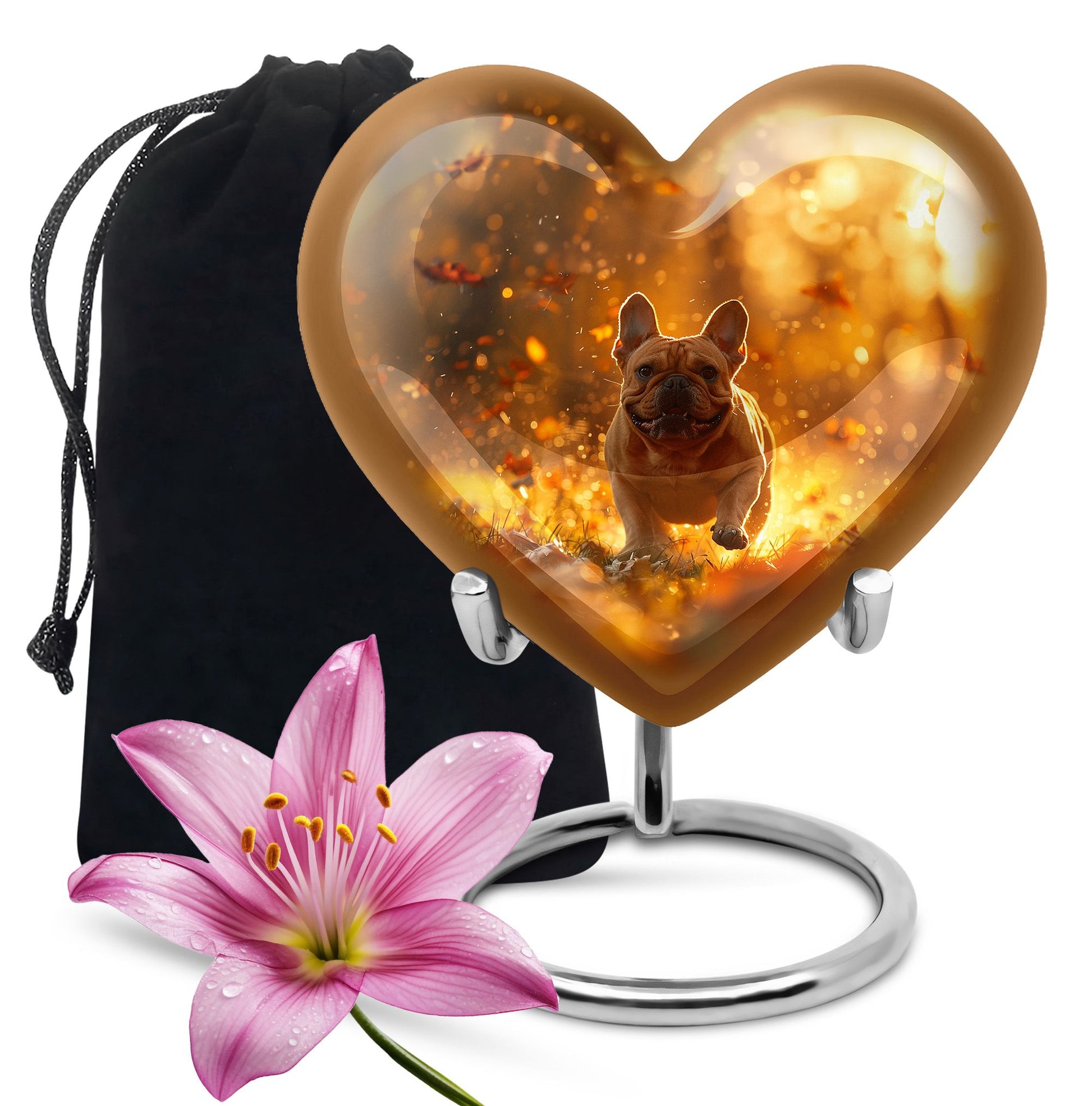 Golden Bulldog Memorial Tribute Urn - Pet Cremation Urns For Funeral