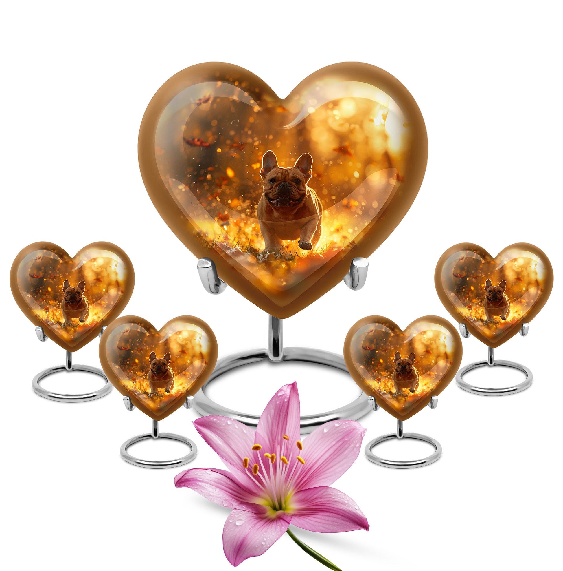 Golden Bulldog Memorial Tribute Urn - Pet Cremation Urns For Funeral