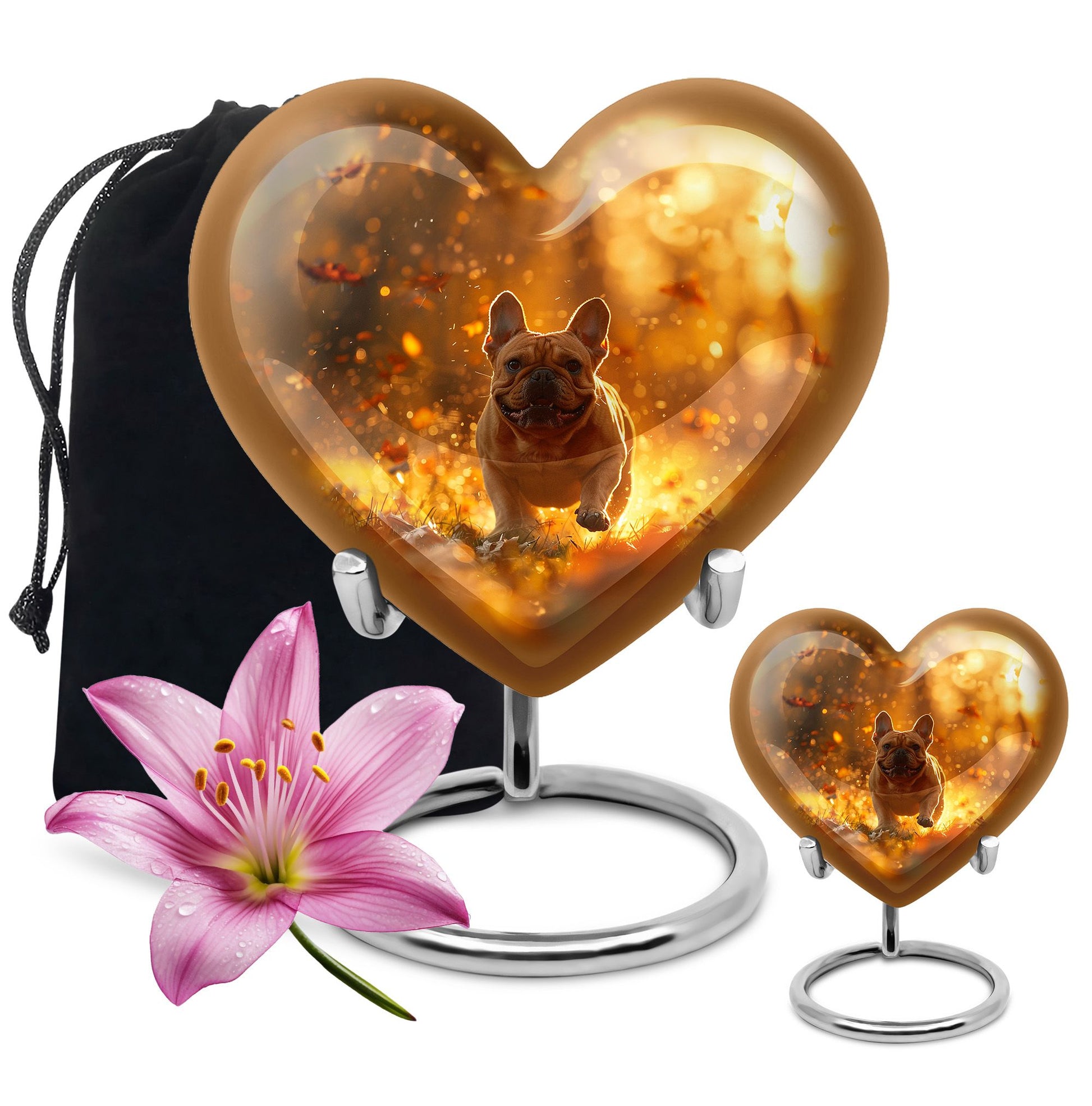 Golden Bulldog Memorial Tribute Urn - Pet Cremation Urns For Funeral