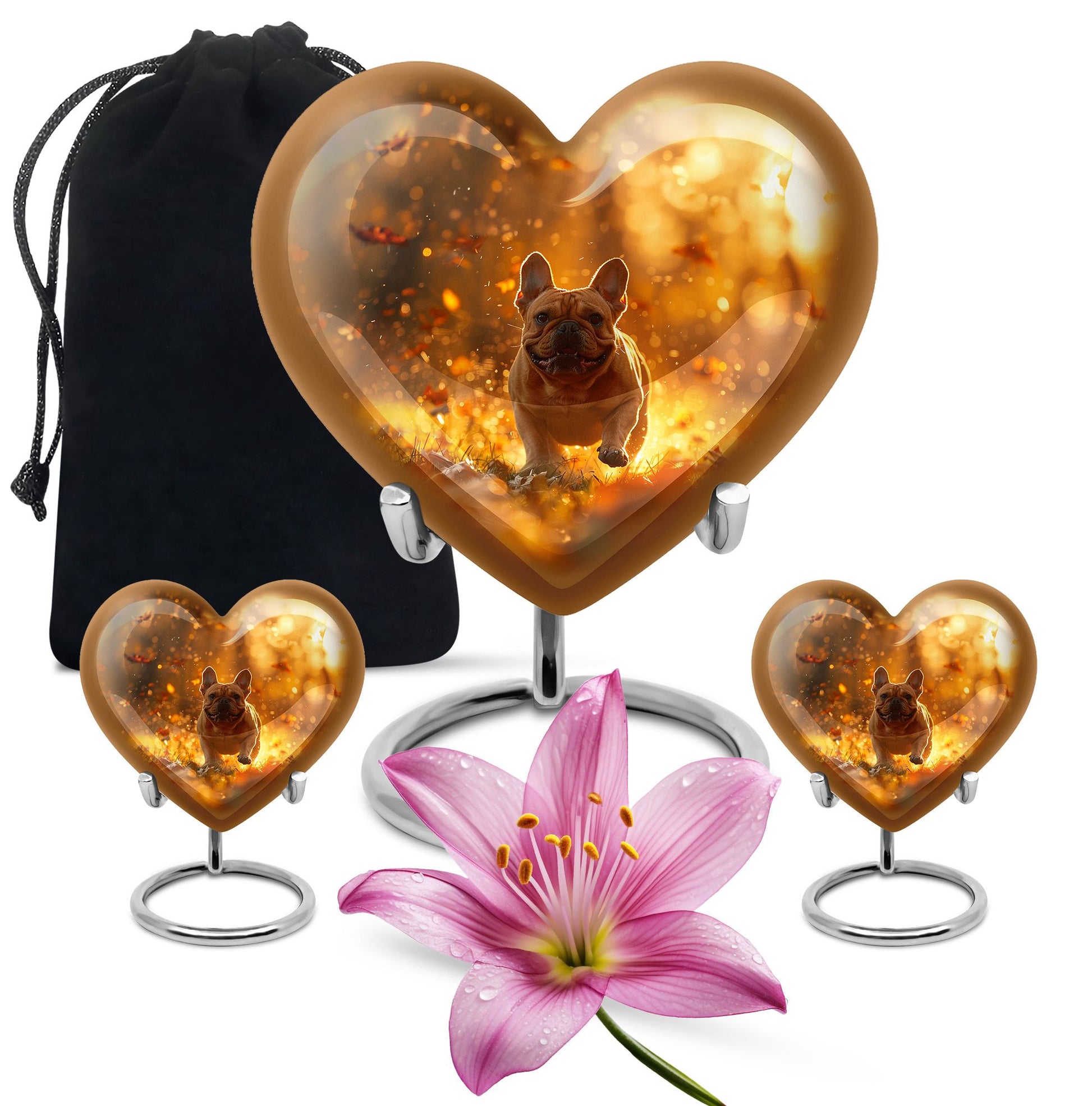 Golden Bulldog Memorial Tribute Urn - Pet Cremation Urns For Funeral