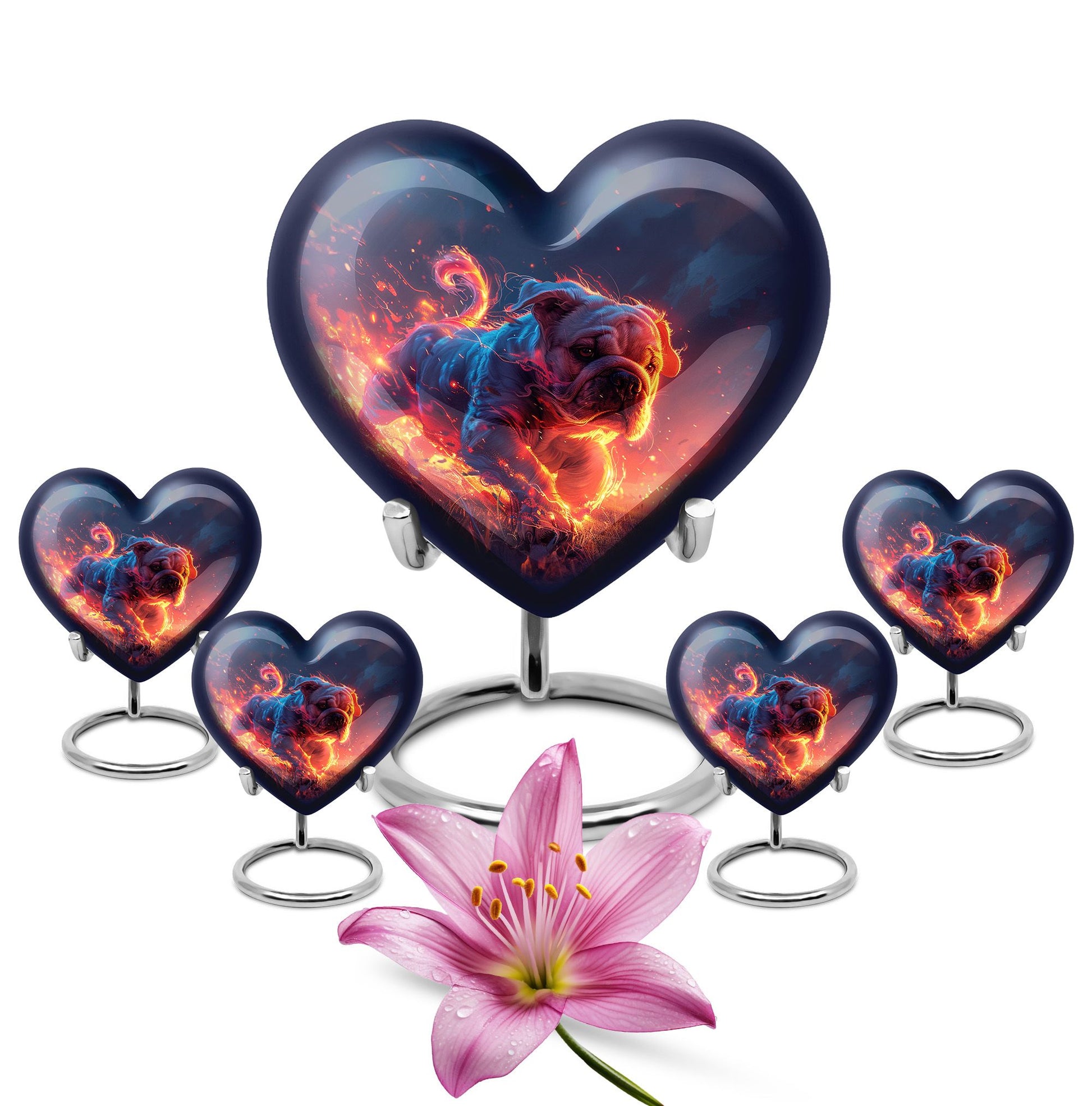 Fiery Bulldog Memorial Ashes Urn - Large Cremation Urn For Pets