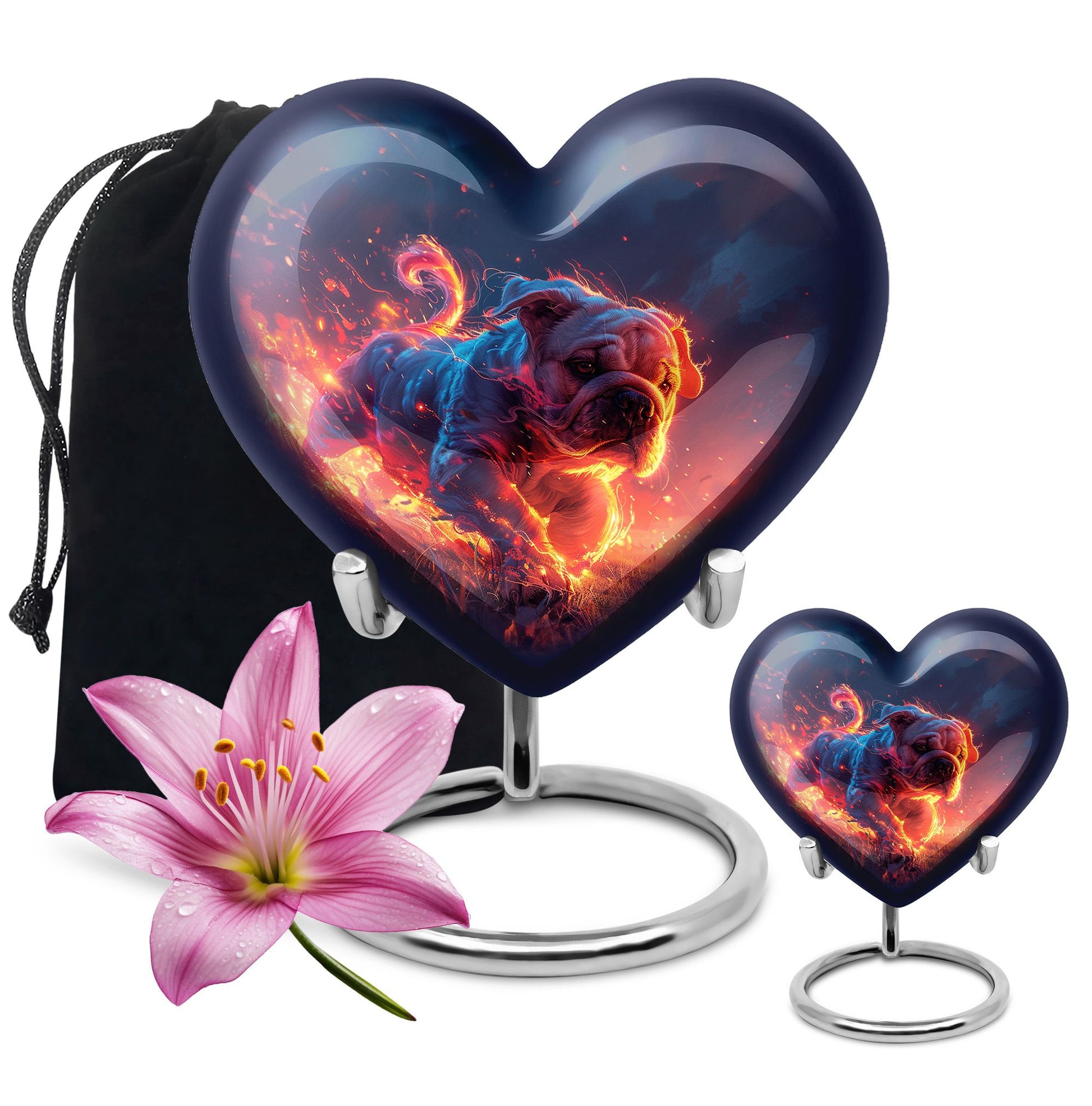 Fiery Bulldog Memorial Ashes Urn - Large Cremation Urn For Pets