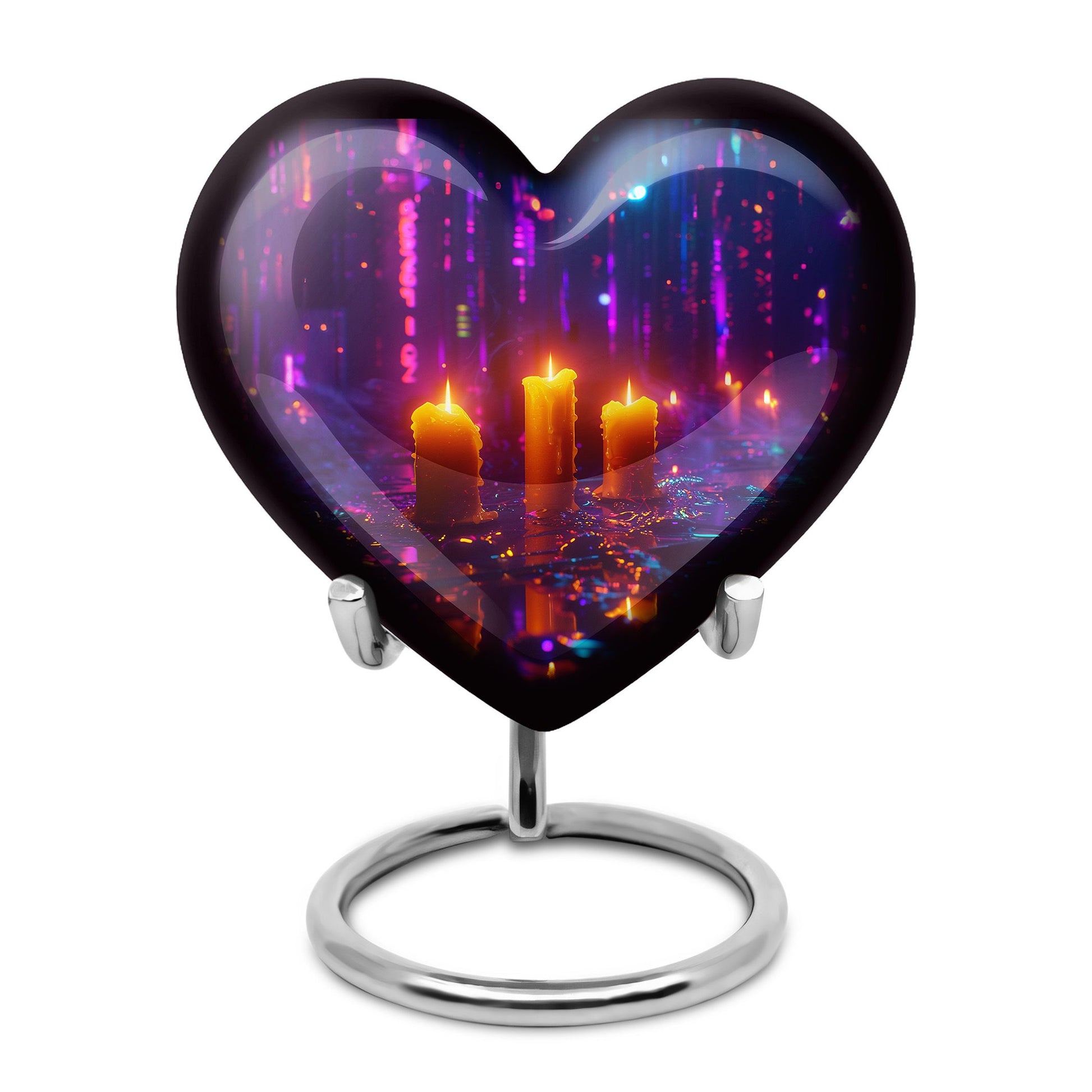 Neon City Memorial Urn For Females - Glowing Candles Cremation Urn