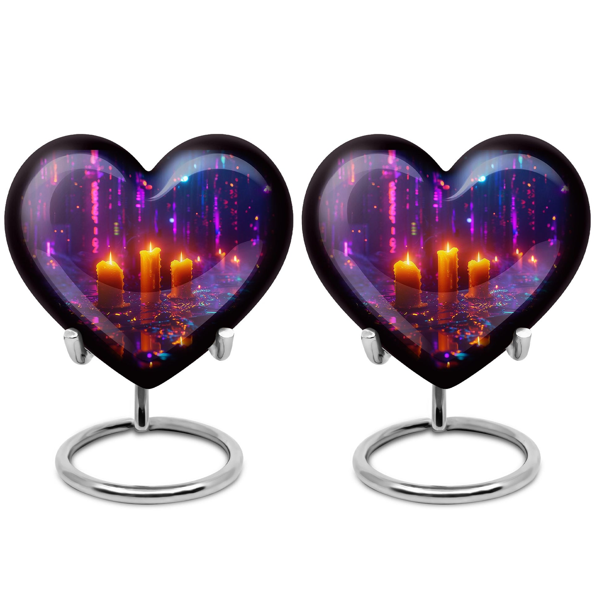 Neon City Memorial Urn For Females - Glowing Candles Cremation Urn