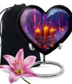 Neon City Memorial Urn For Females - Glowing Candles Cremation Urn