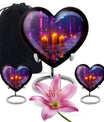 Neon City Memorial Urn For Females - Glowing Candles Cremation Urn