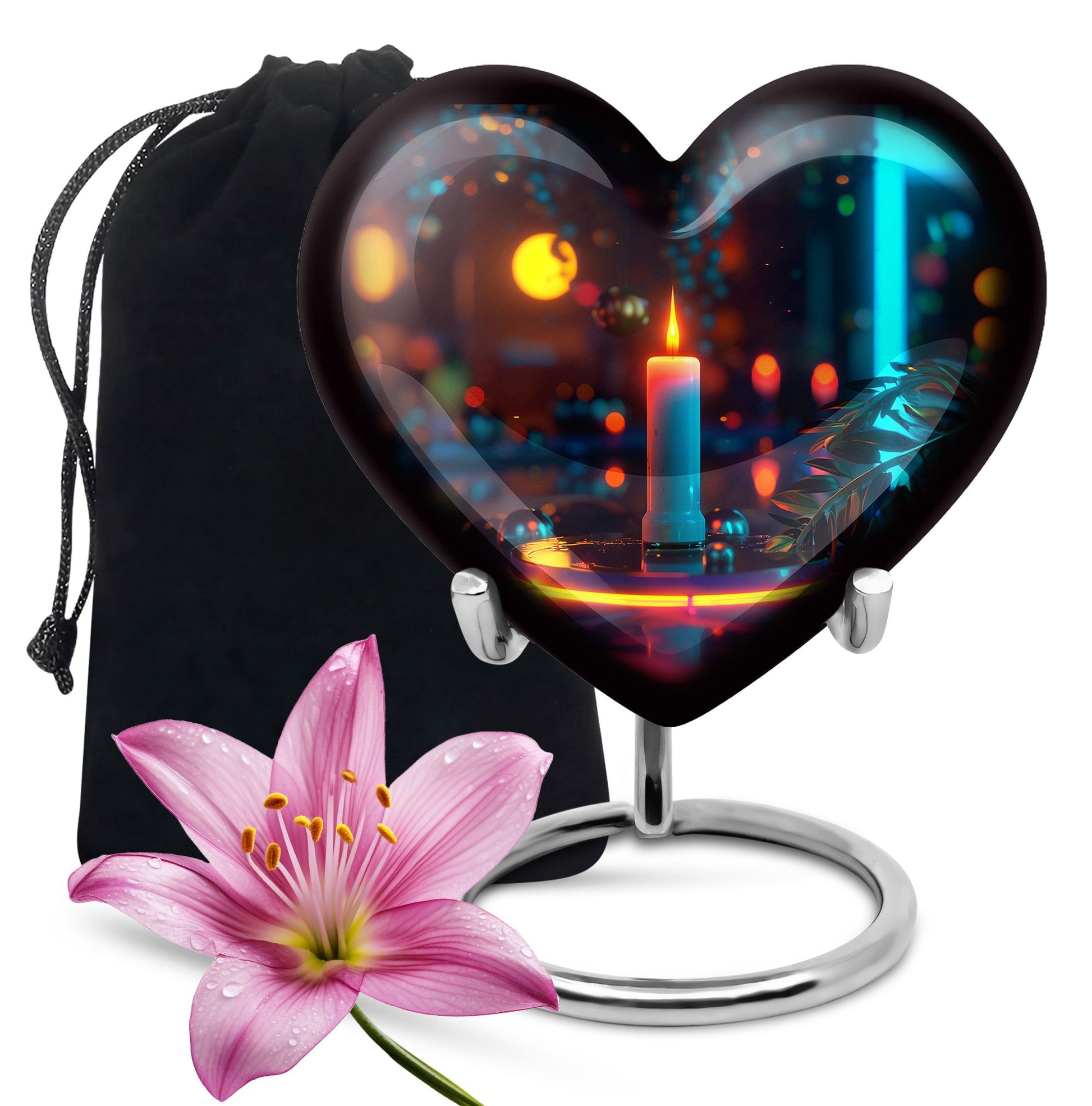 Glowing Candle Memorial Tribute Urn - Neon Urn For Male & Female