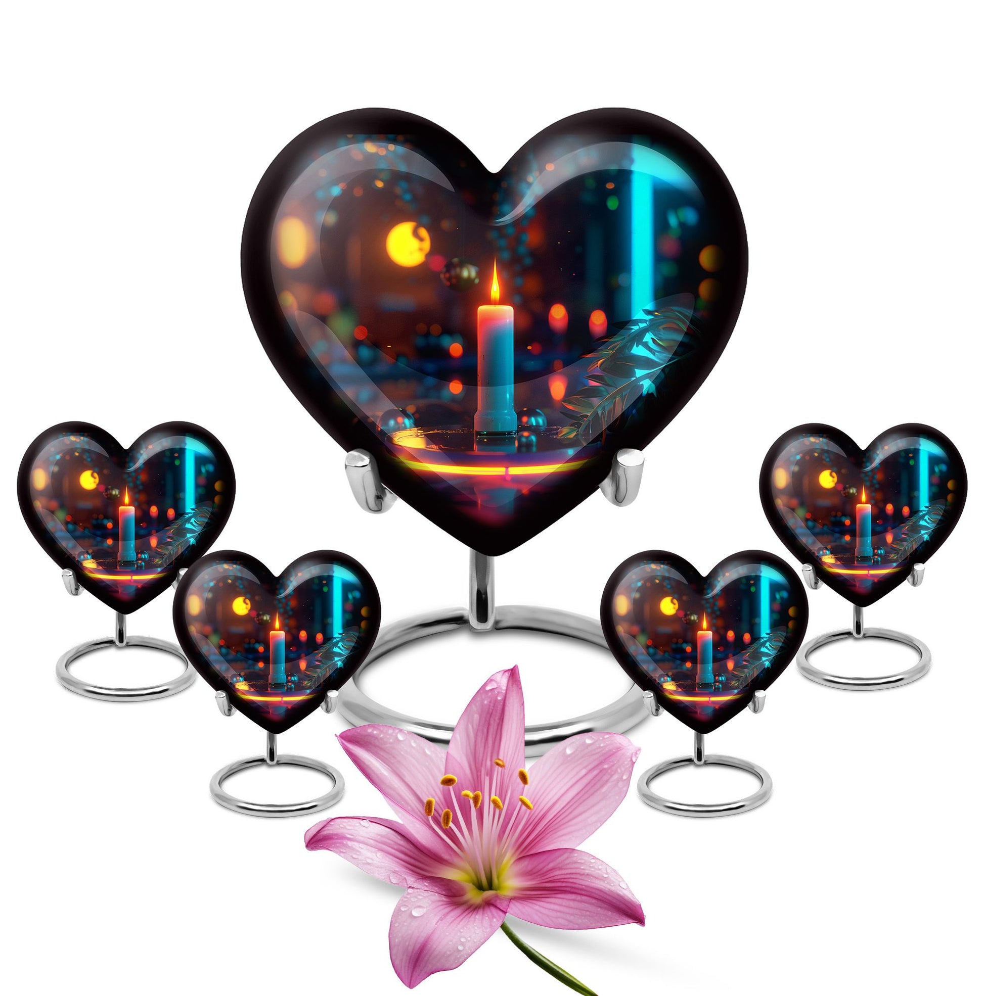 Glowing Candle Memorial Tribute Urn - Neon Urn For Male & Female