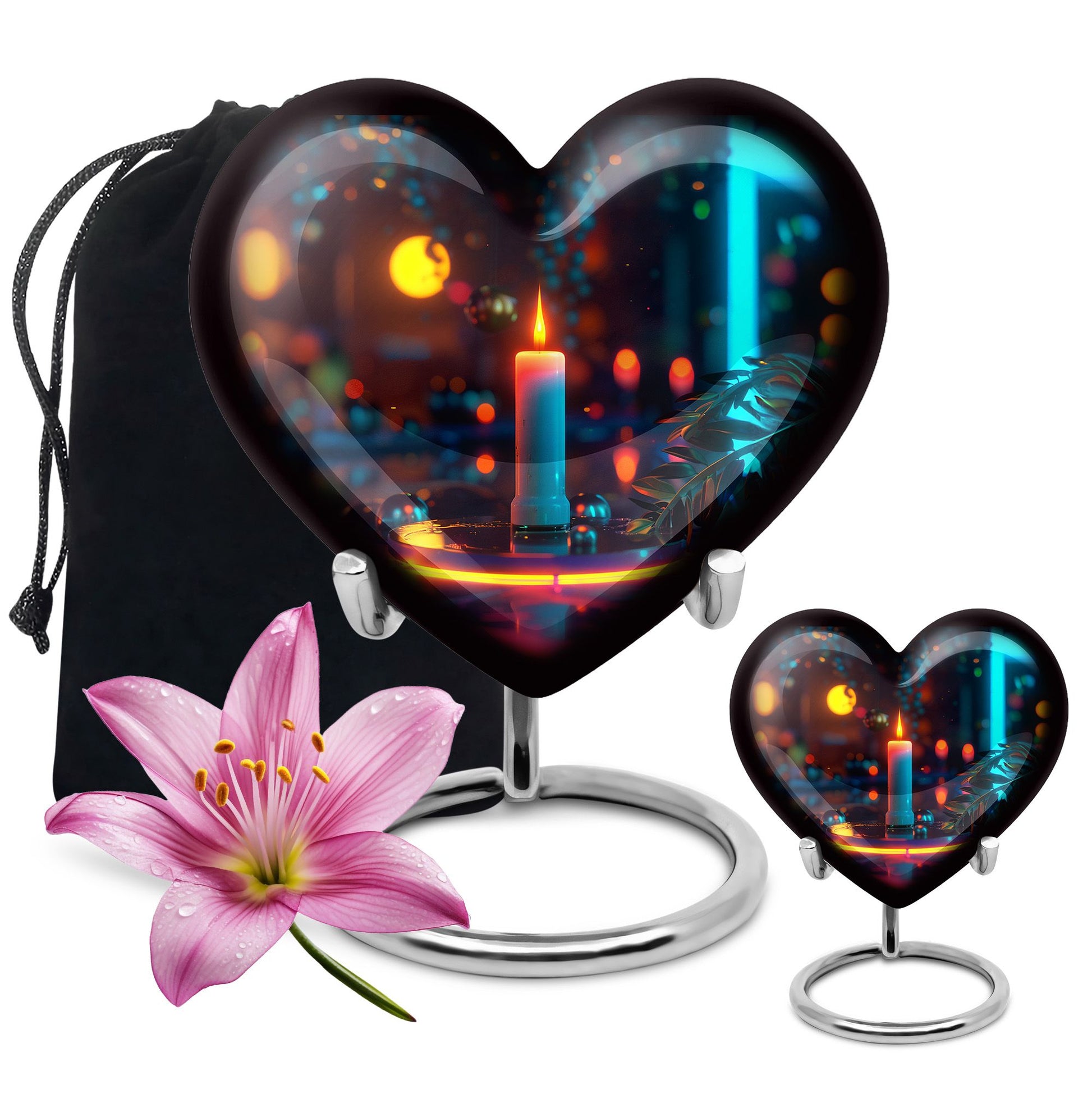 Glowing Candle Memorial Tribute Urn - Neon Urn For Male & Female
