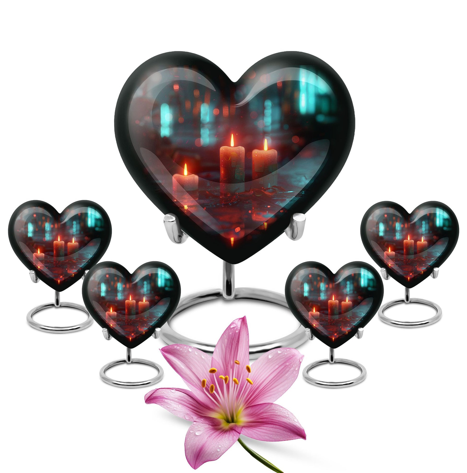 Neon Rainfall Memorial Urn - Candle Themed Cremation Urn For Ashes