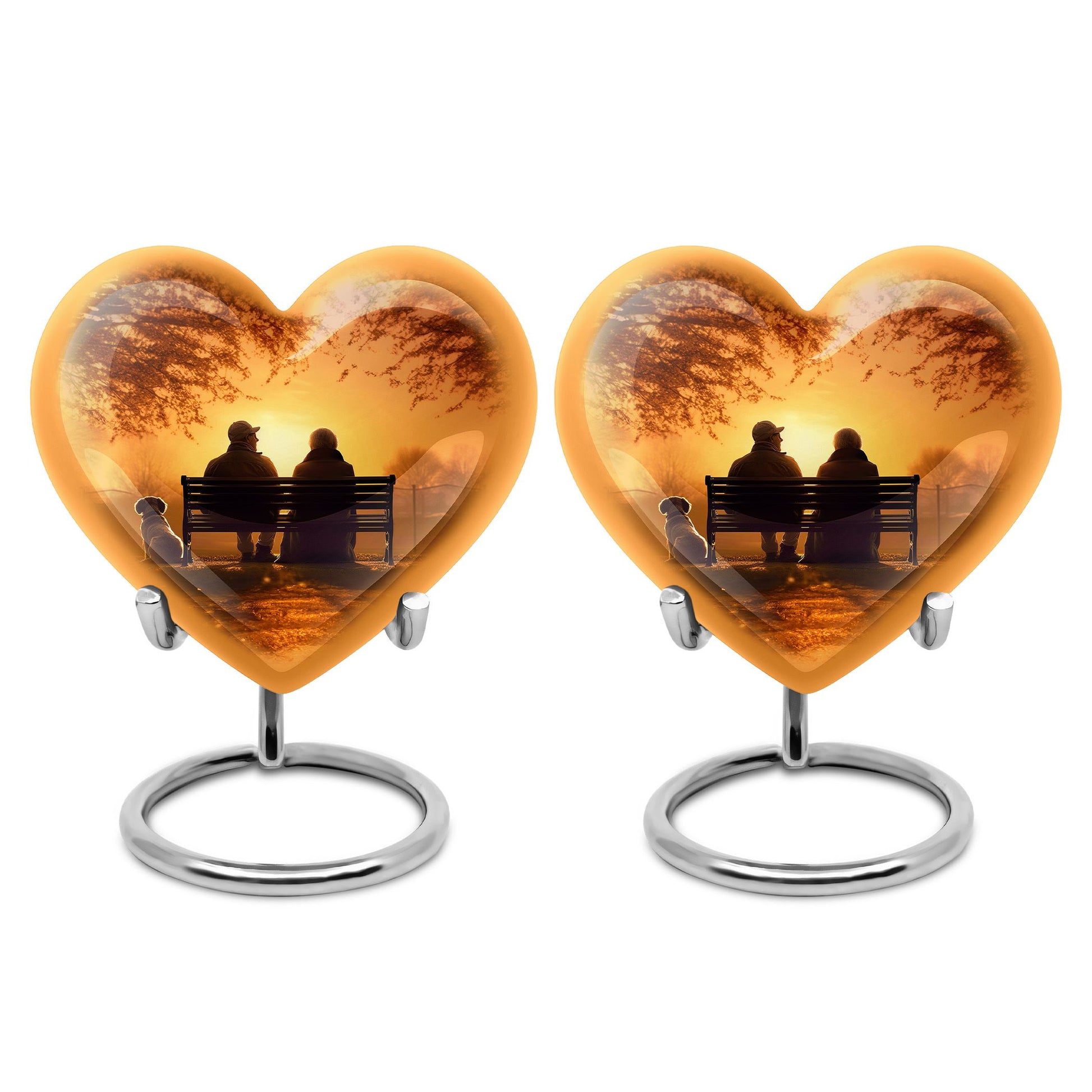 Old Couple On A Bench - Couple Urn For Memorial Ashes Cremation