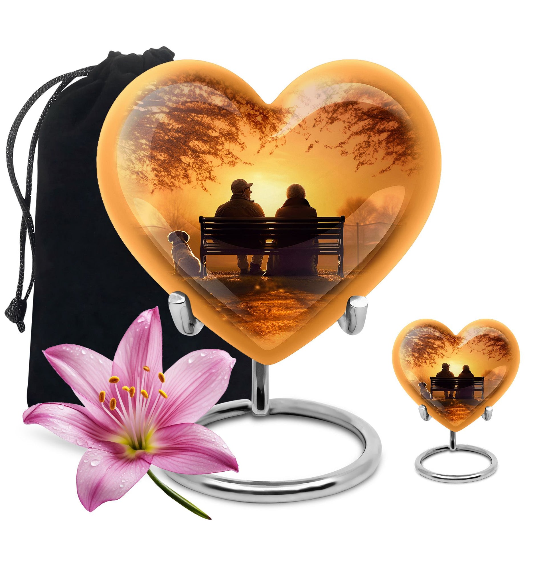 Old Couple On A Bench - Couple Urn For Memorial Ashes Cremation