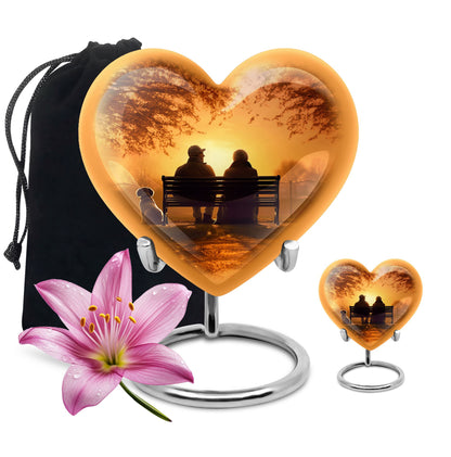 Personalized Couple Cremation Urn for Human Ashes - 10-inch, 200 cu in - Yatskia