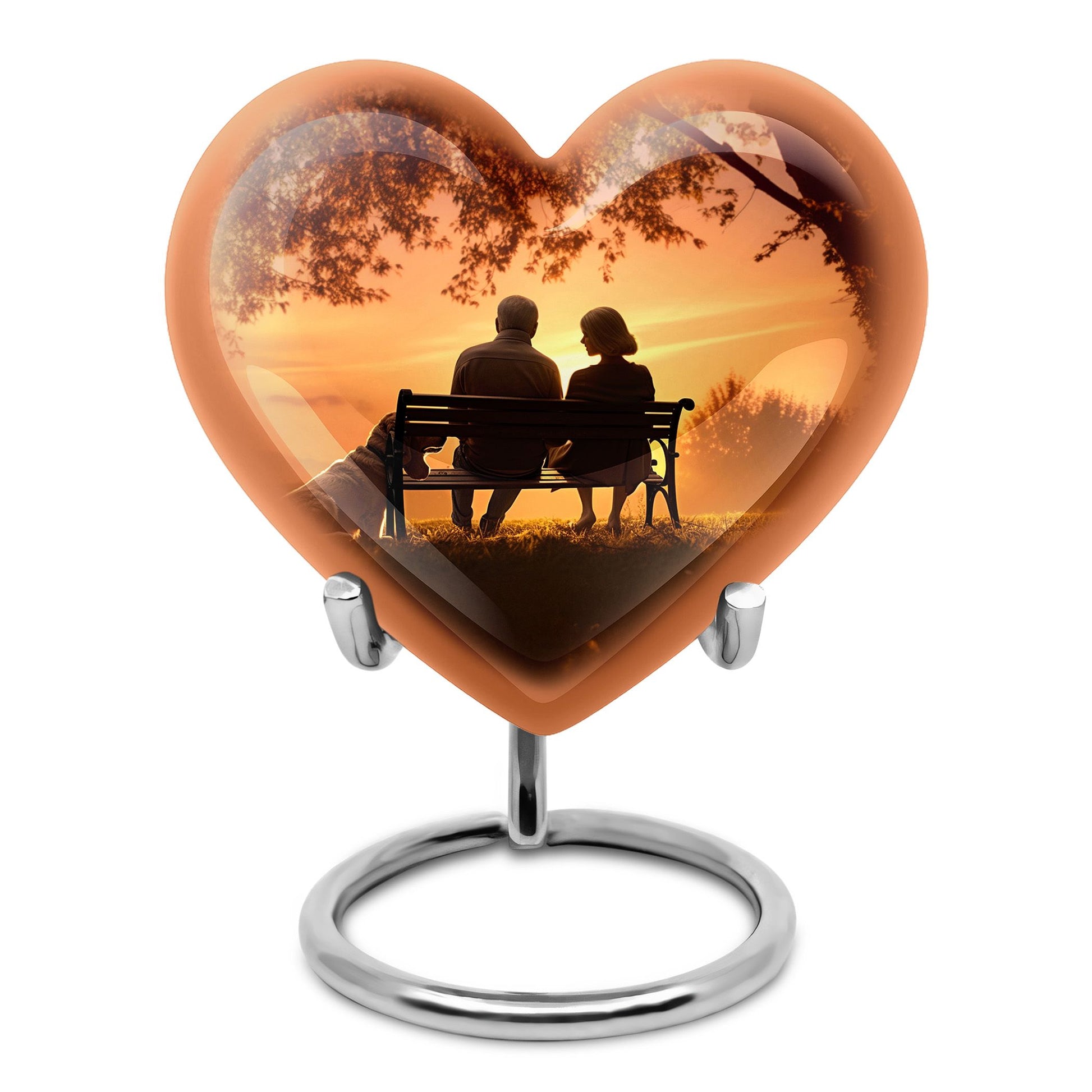 Old Couple Sitting On A Bench - Elderly Urn Memorial For Grandparents