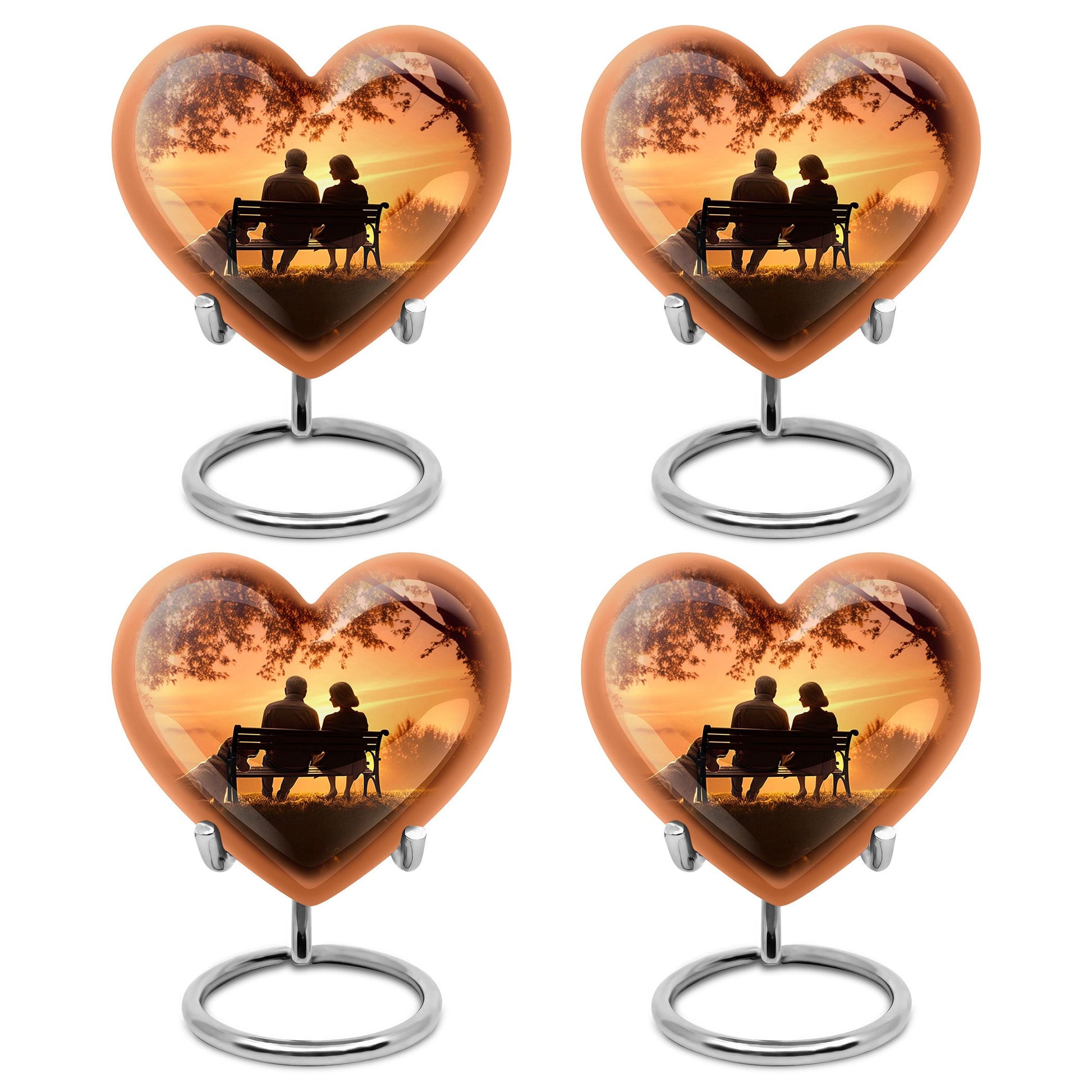 Old Couple Sitting On A Bench - Elderly Urn Memorial For Grandparents