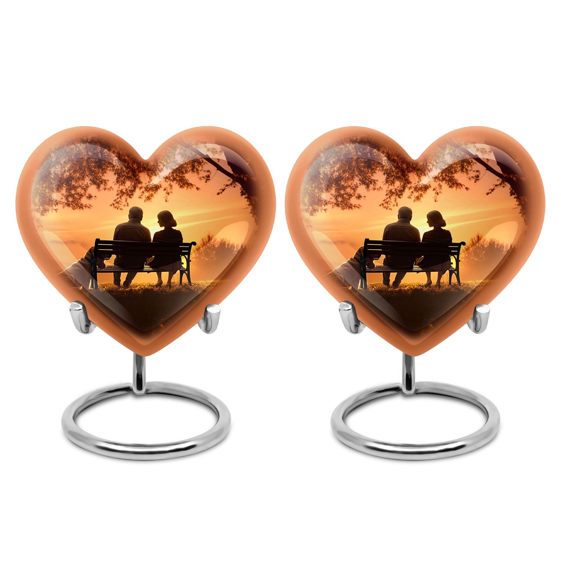 Old Couple Sitting On A Bench - Elderly Urn Memorial For Grandparents