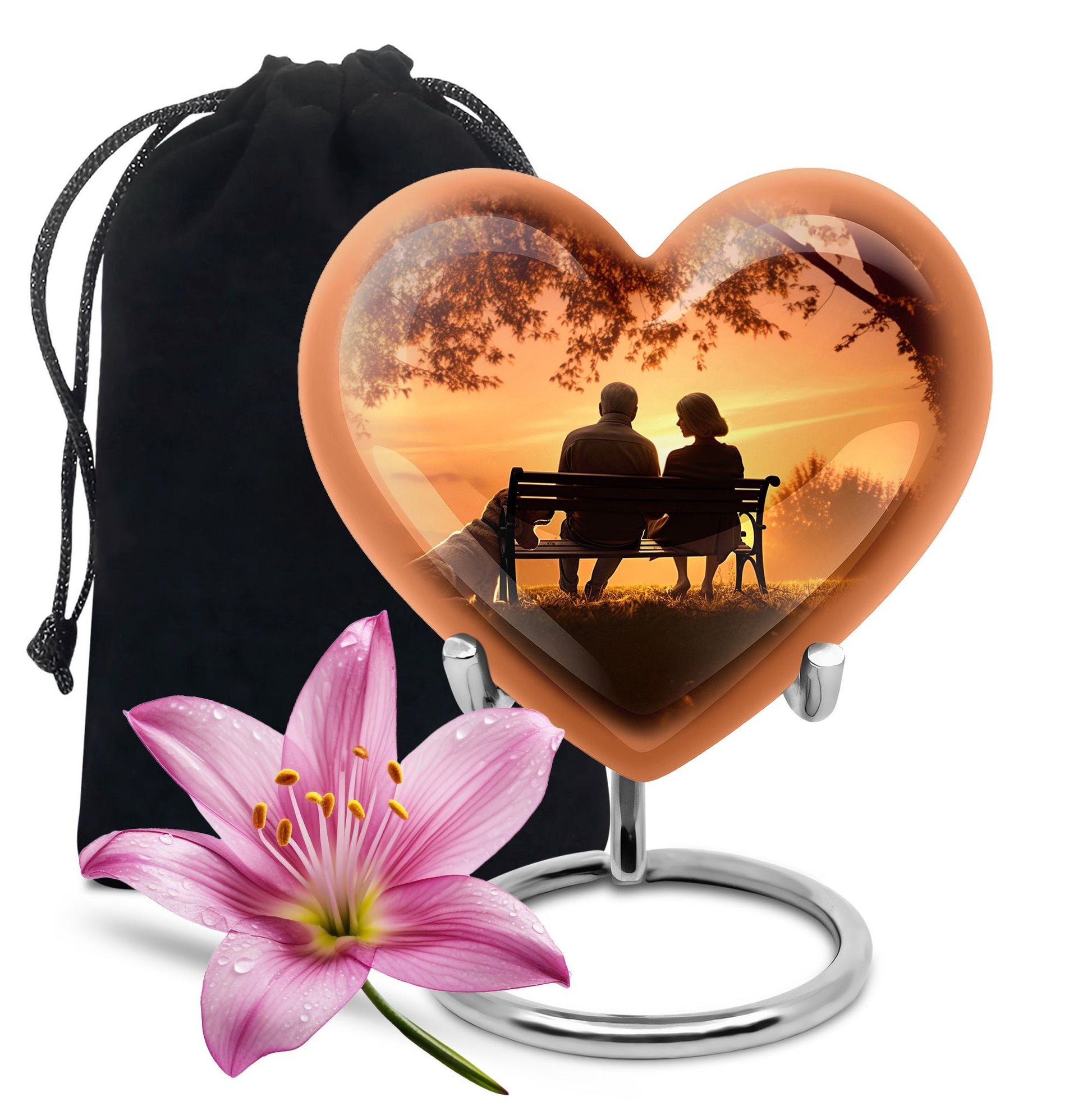 Old Couple Sitting On A Bench - Elderly Urn Memorial For Grandparents