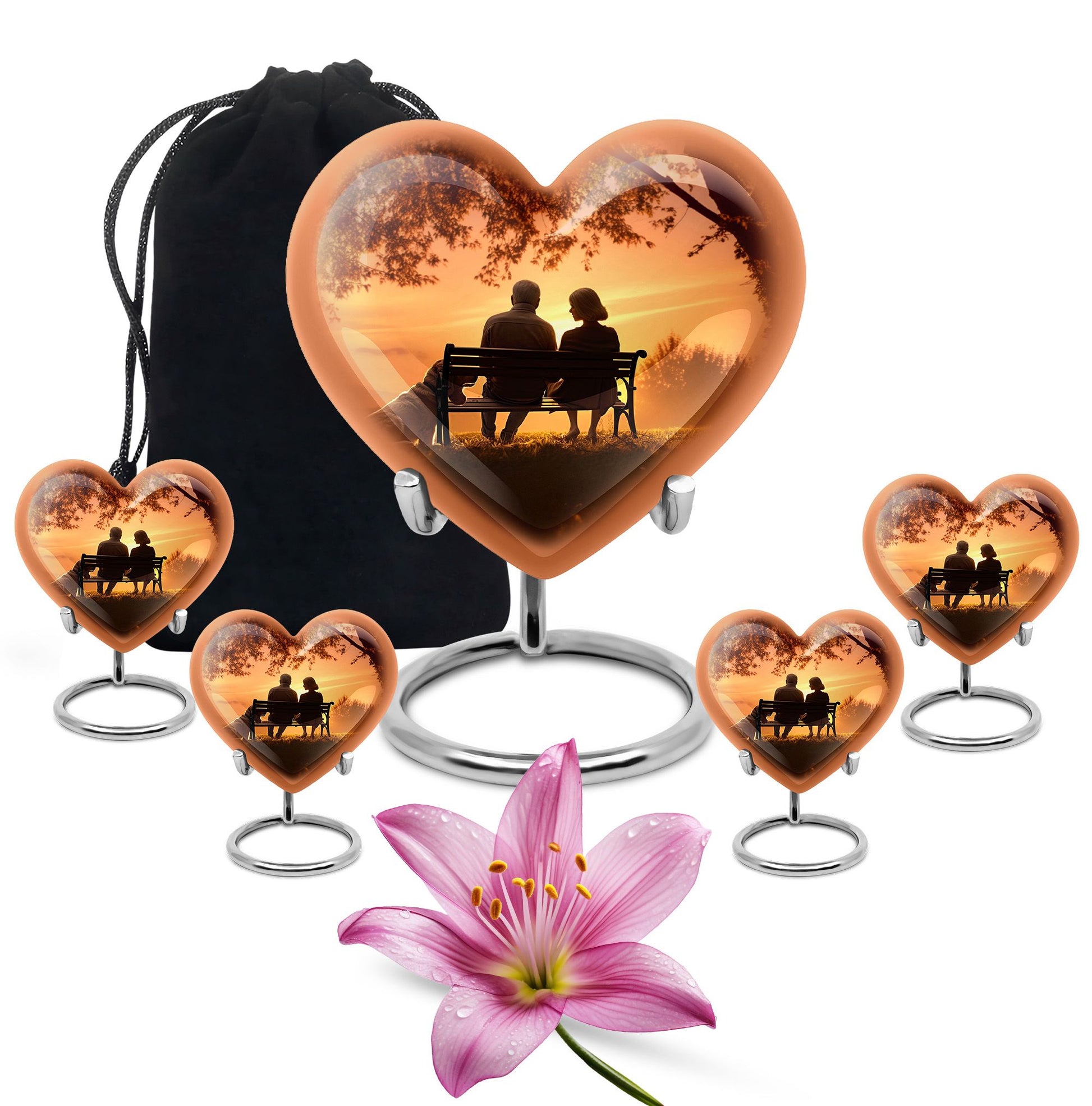 Old Couple Sitting On A Bench - Elderly Urn Memorial For Grandparents