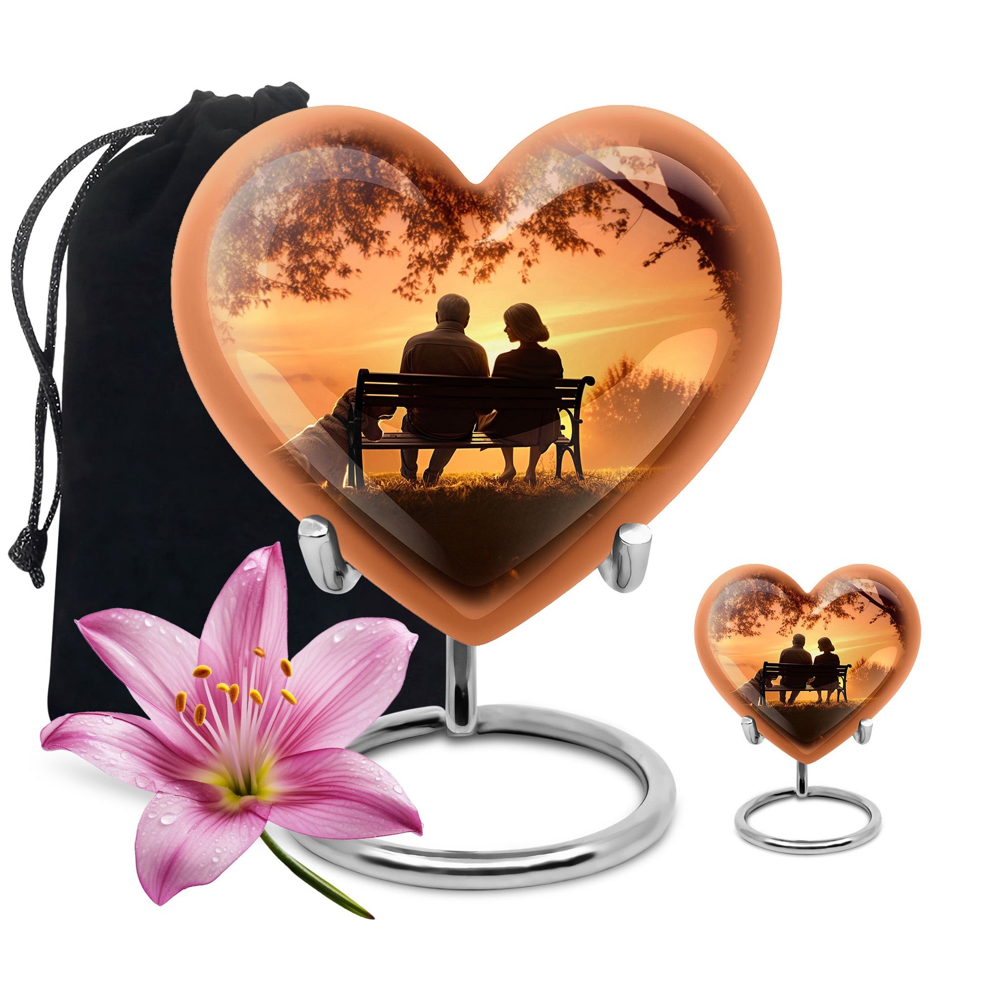 Old Couple Sitting On A Bench - Elderly Urn Memorial For Grandparents