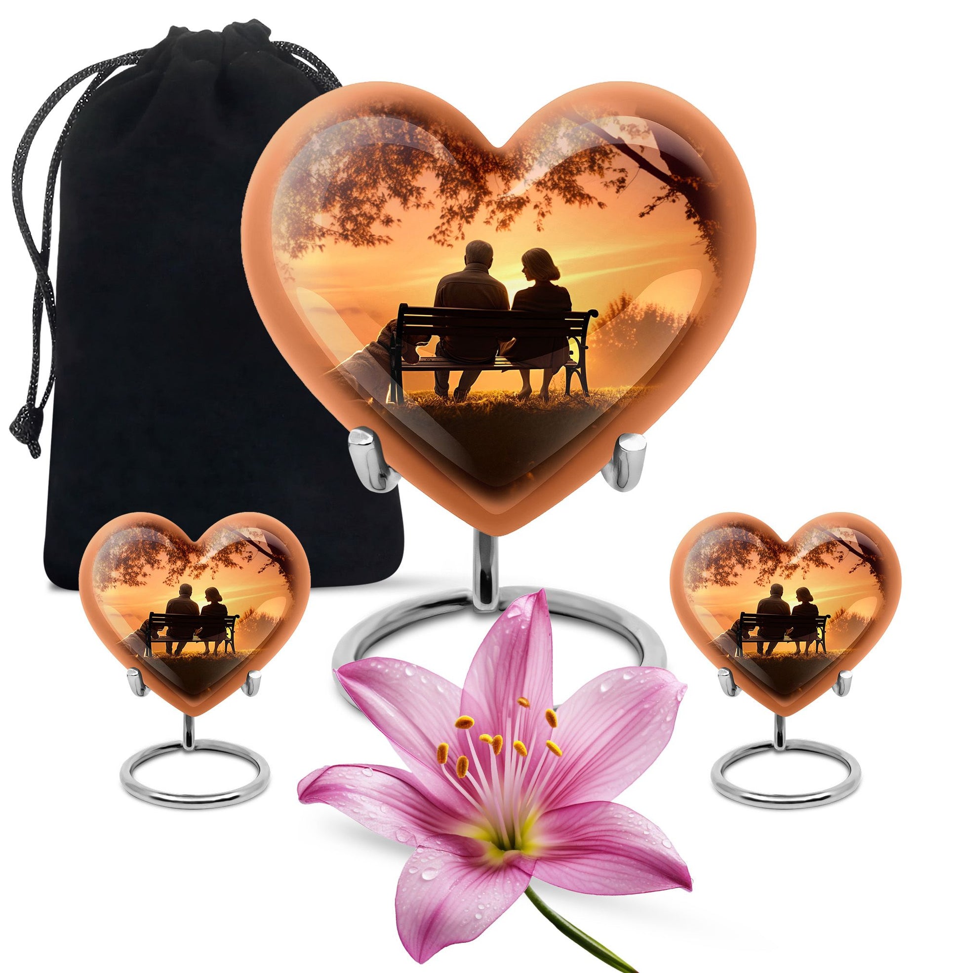 Old Couple Sitting On A Bench - Elderly Urn Memorial For Grandparents