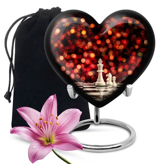 Chess themed Heart Urn for adult male cremation