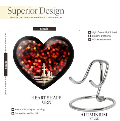 Chess themed Heart Urn for adult male cremation