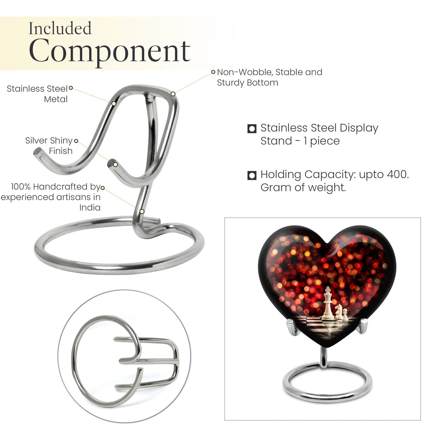 Chess themed Heart Urn for adult male cremation