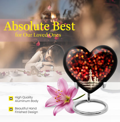 Chess themed Heart Urn for adult male cremation